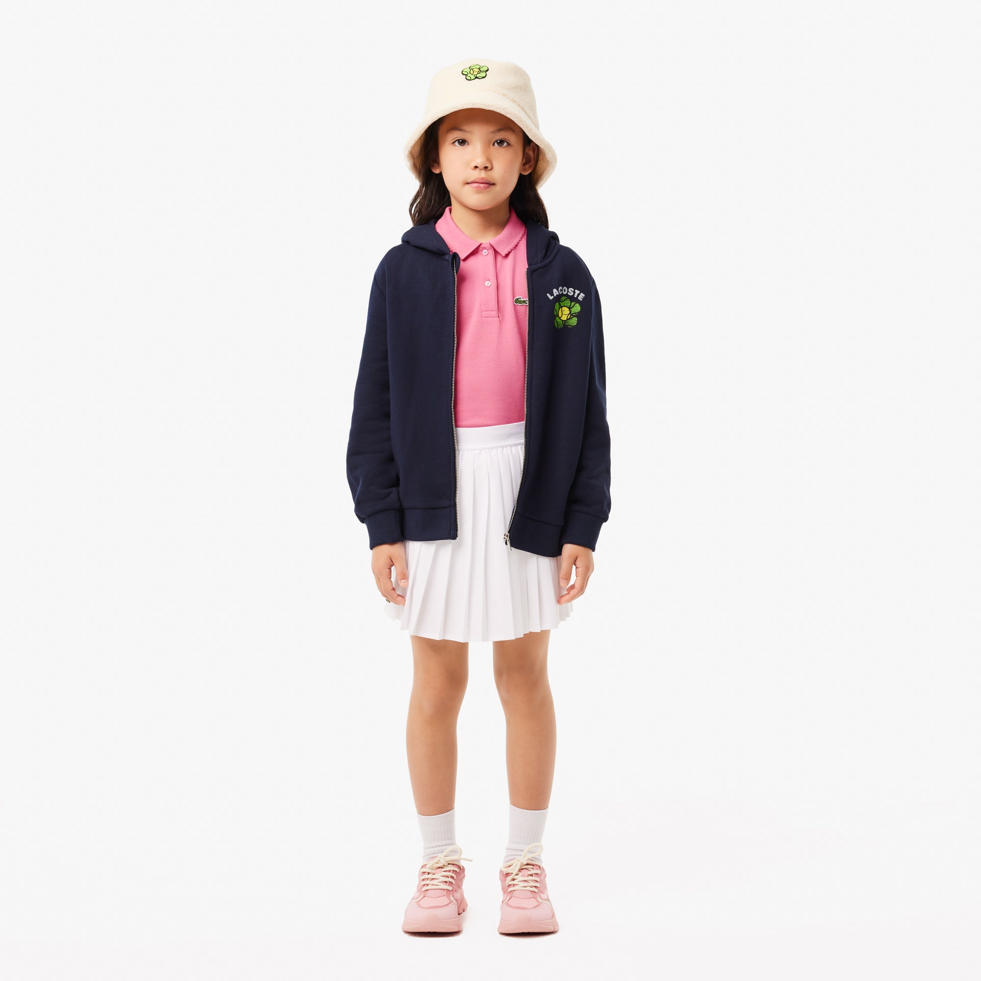 Girls' Lacoste Scalloped Collar Mini Pique Polo Shirt