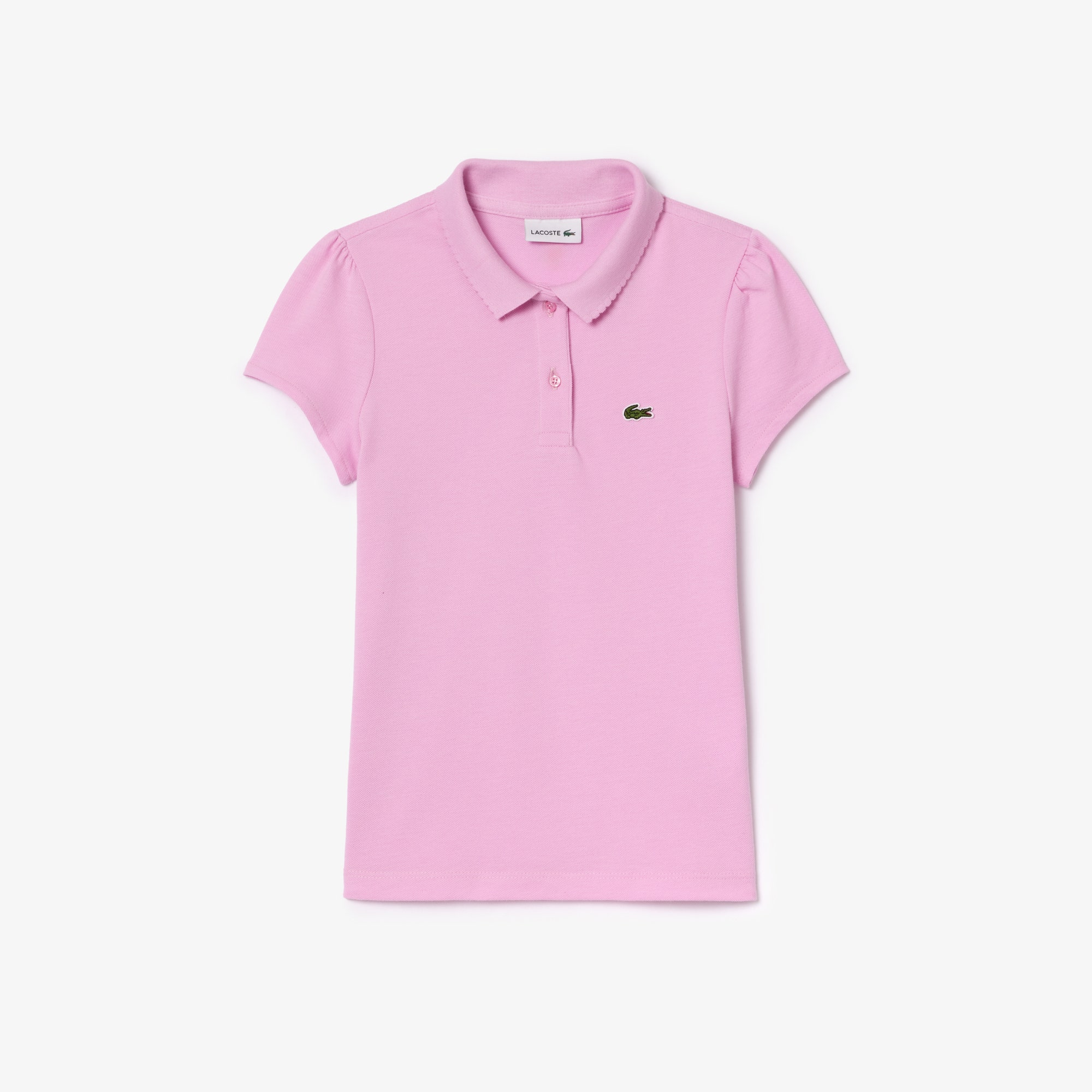 Girls' Lacoste Scalloped Collar Mini Pique Polo Shirt