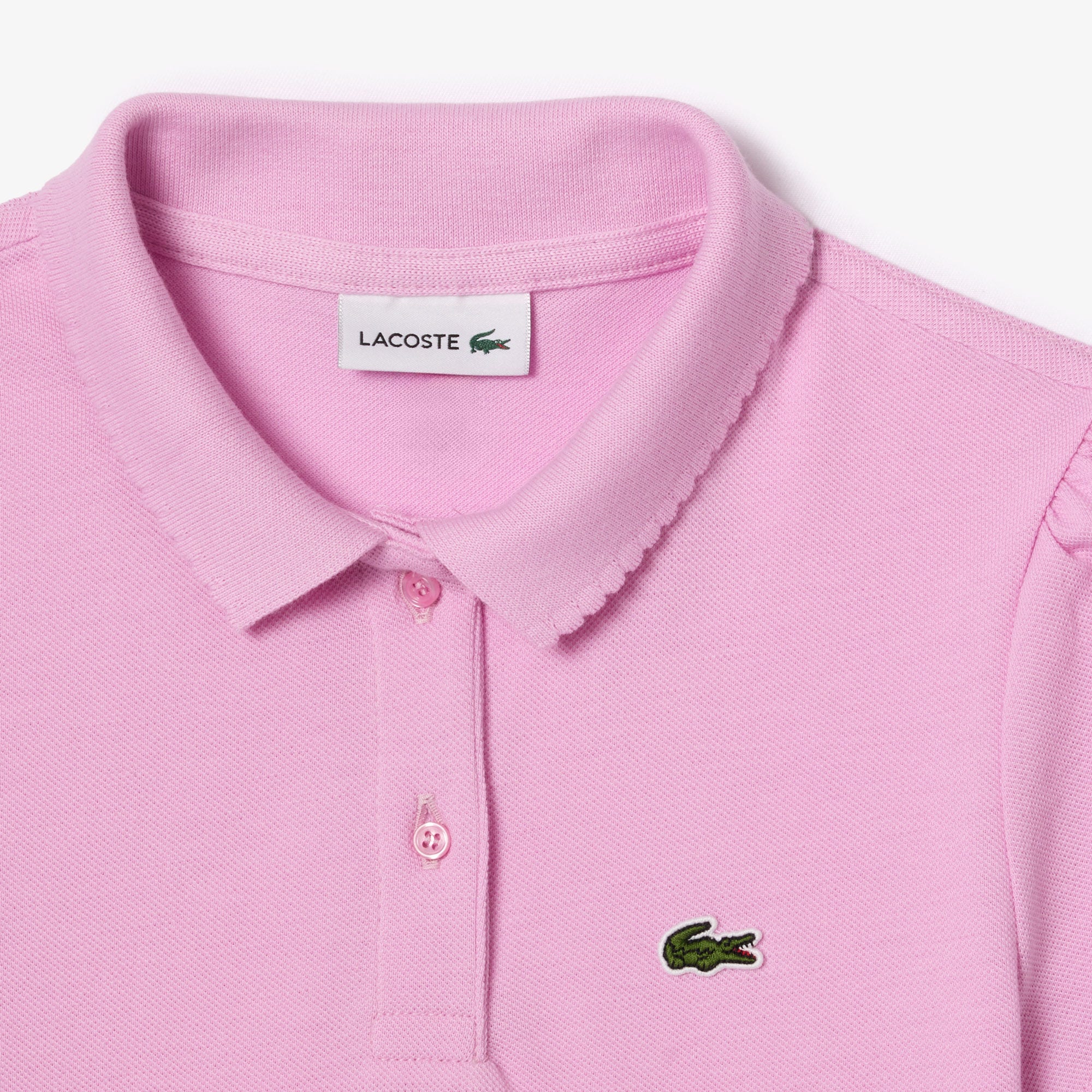 Girls' Lacoste Scalloped Collar Mini Pique Polo Shirt
