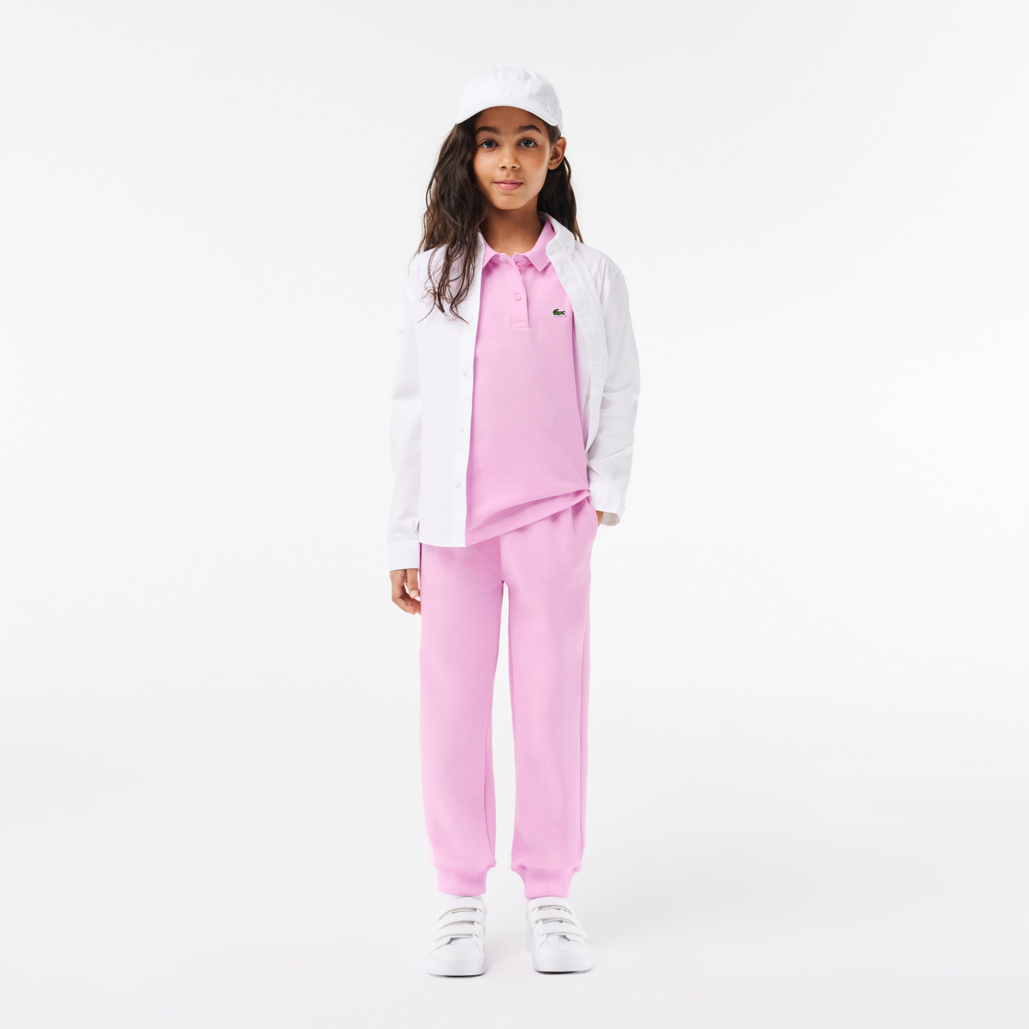 Girls' Lacoste Scalloped Collar Mini Pique Polo Shirt