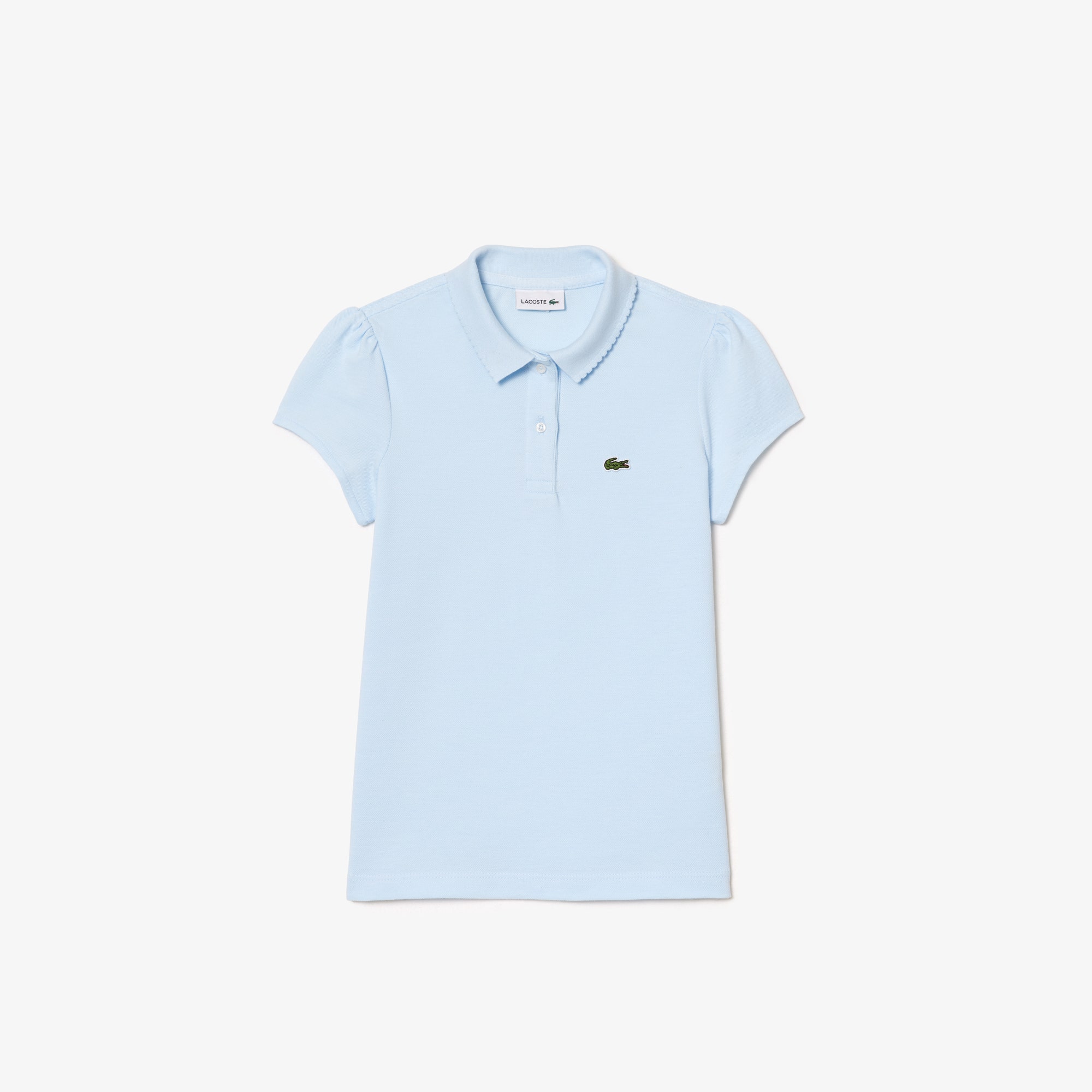 Girls' Lacoste Scalloped Collar Mini Pique Polo Shirt