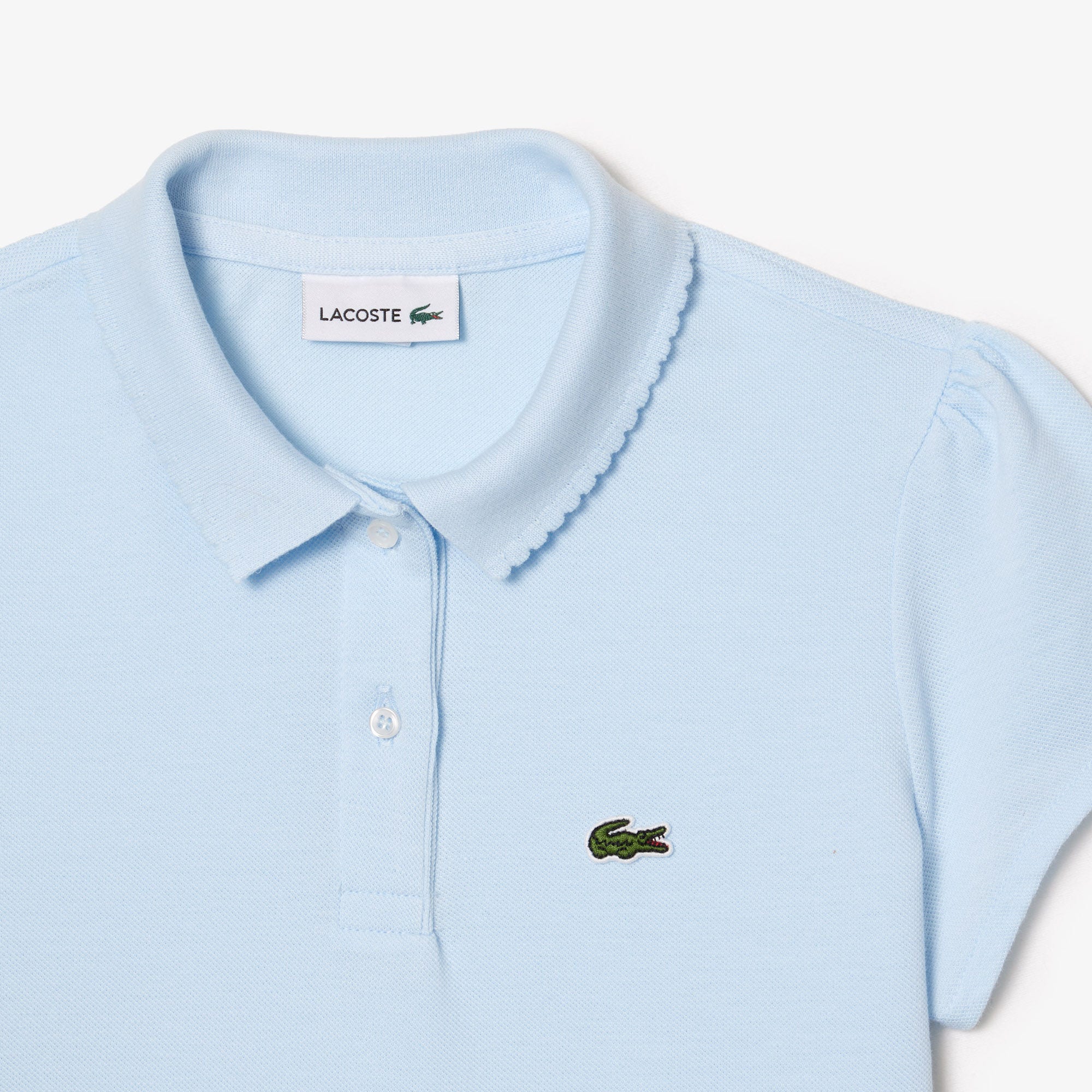 Girls' Lacoste Scalloped Collar Mini Pique Polo Shirt
