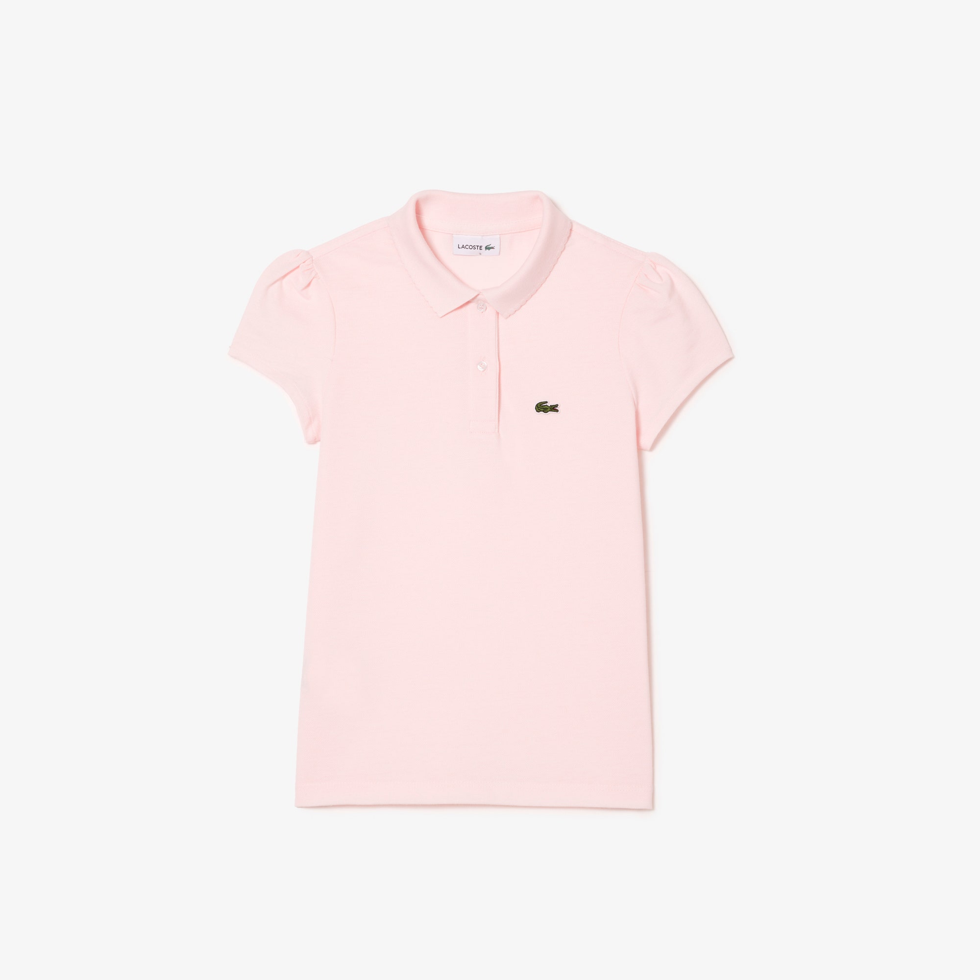 Girls' Lacoste Scalloped Collar Mini Pique Polo Shirt