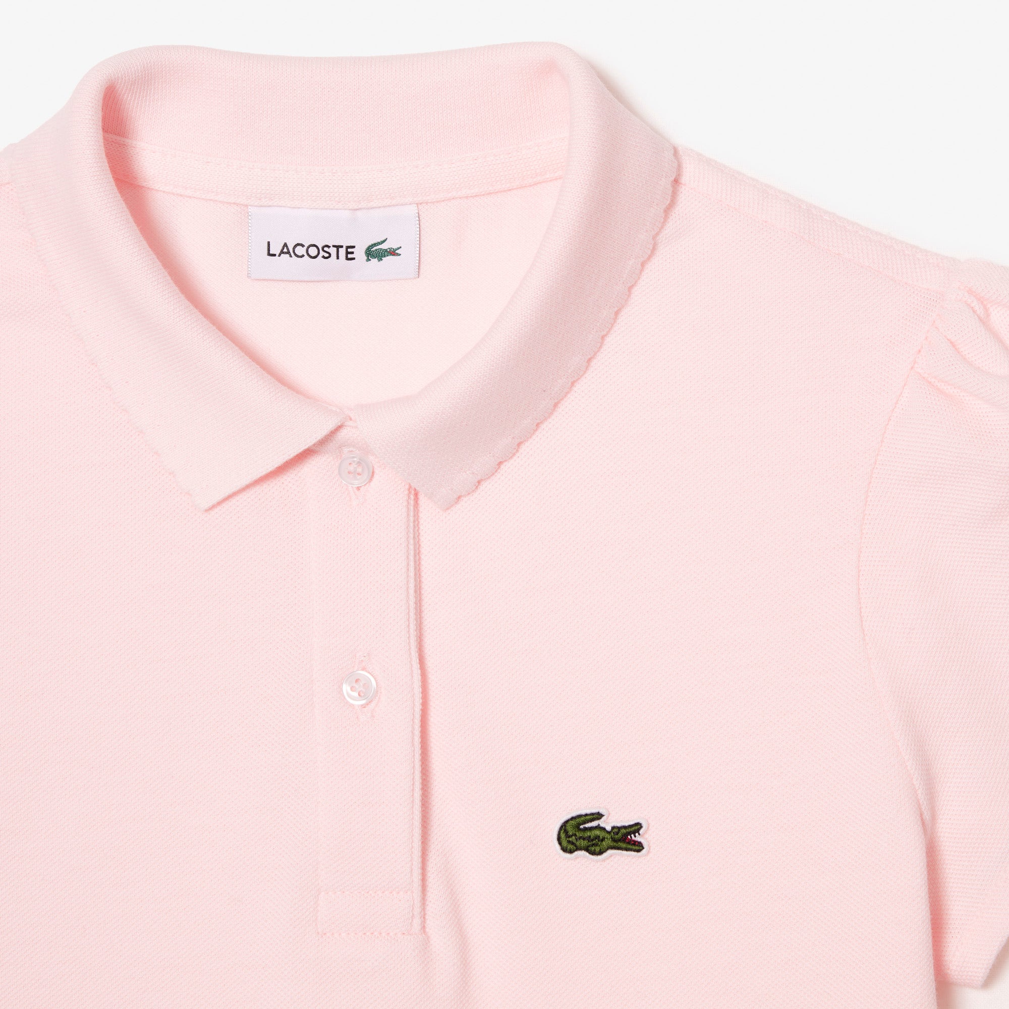 Girls' Lacoste Scalloped Collar Mini Pique Polo Shirt