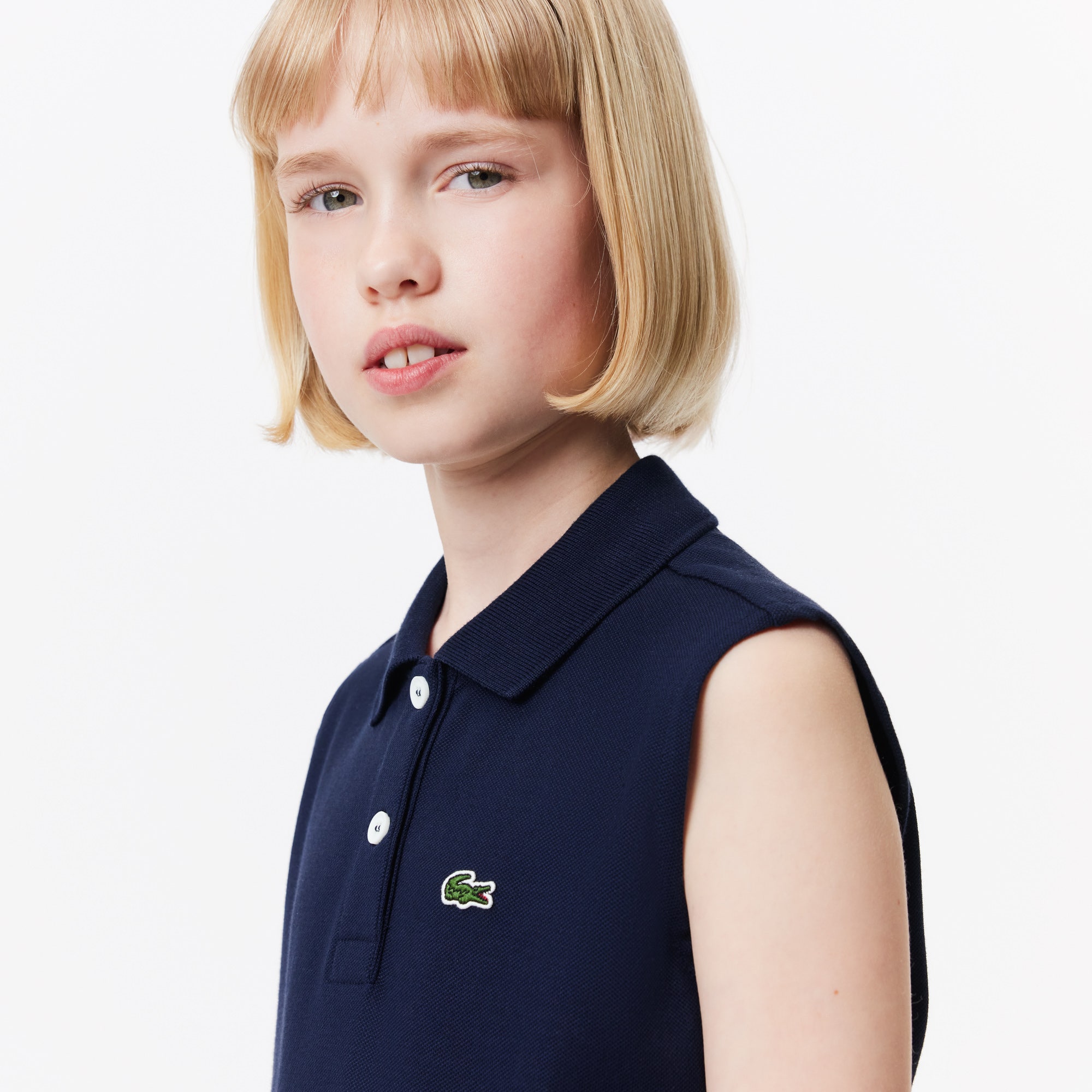 Girls' Lacoste Cotton Pique Sleeveless Polo Shirt