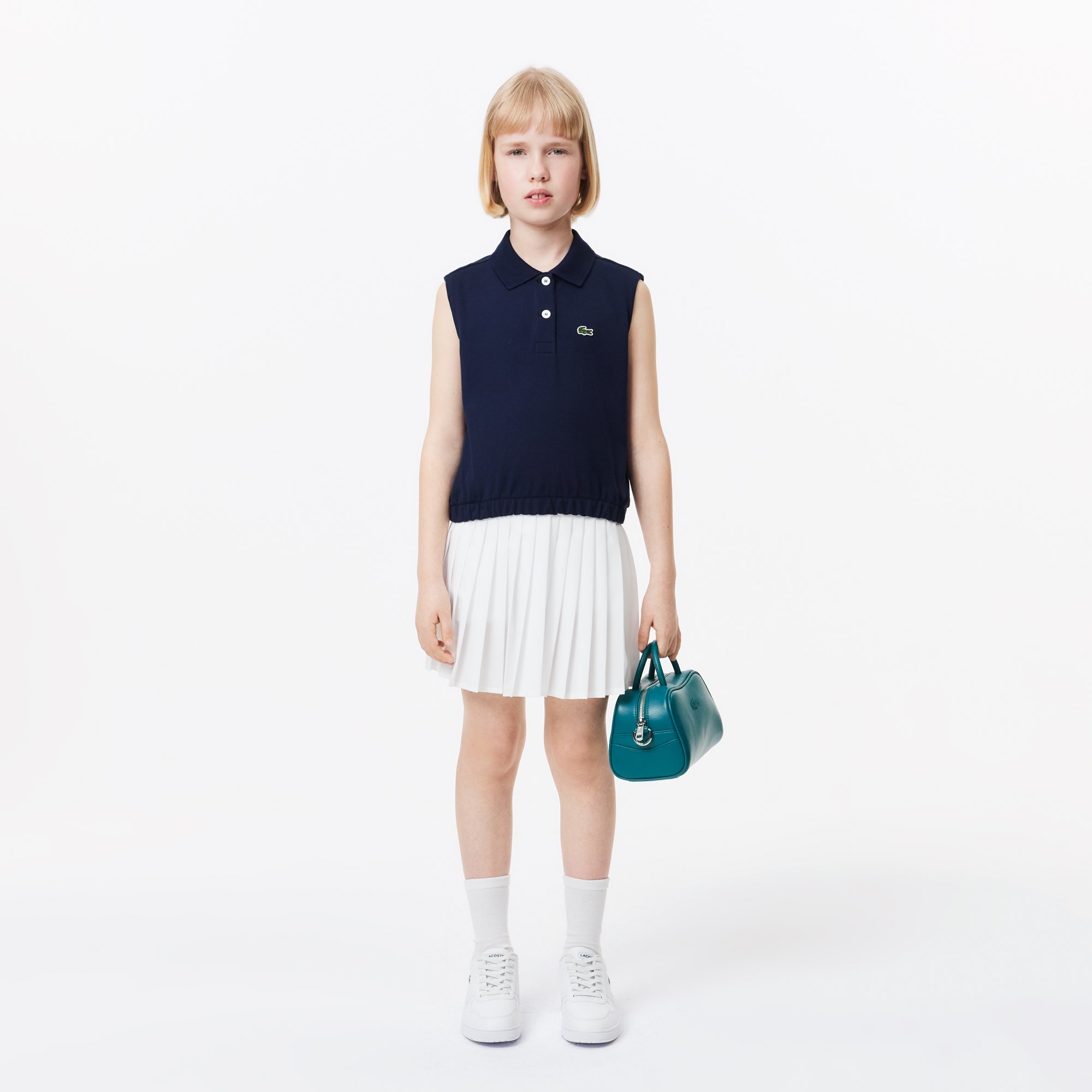 Girls' Lacoste Cotton Pique Sleeveless Polo Shirt
