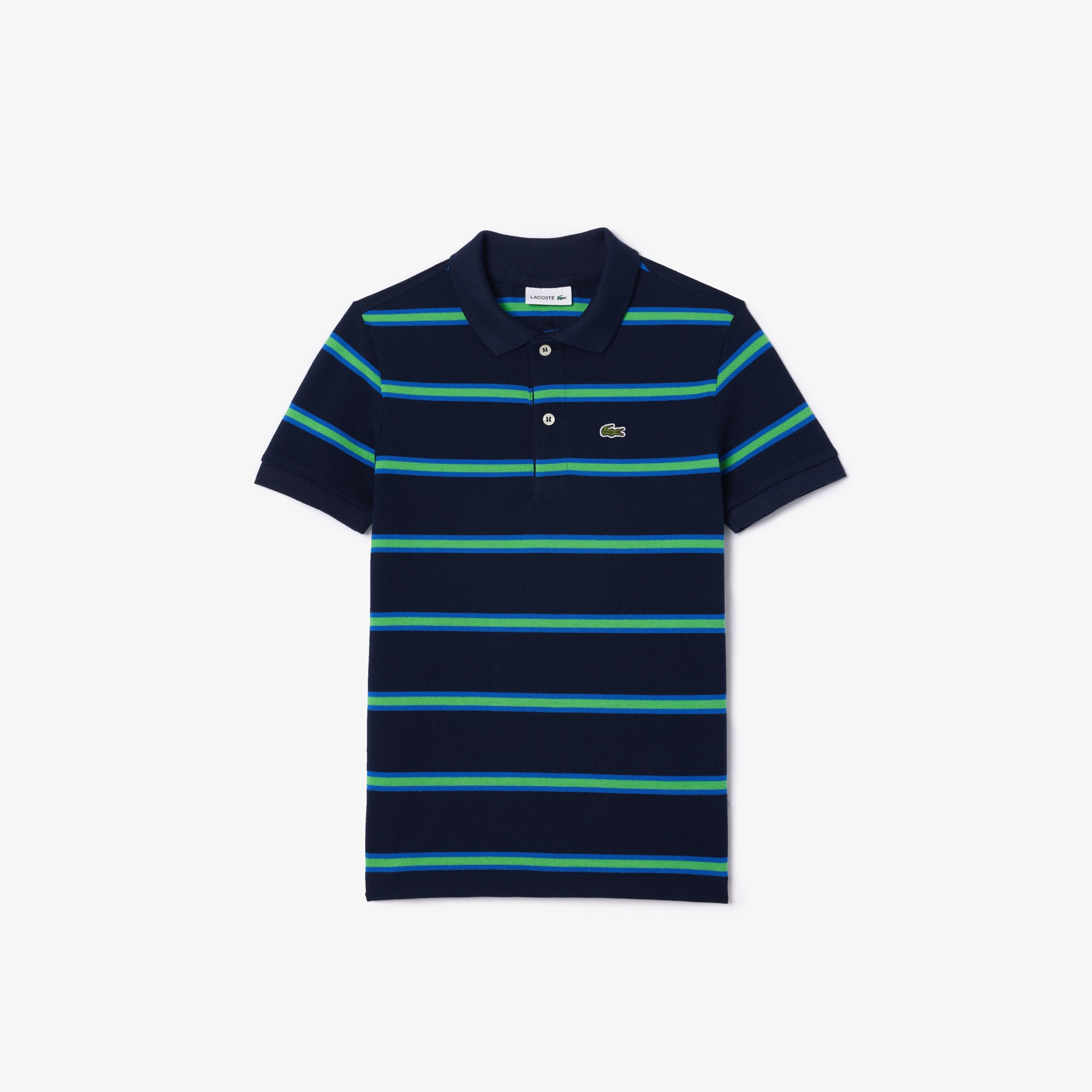 Boy's Lacoste Striped Pique Polo Shirt