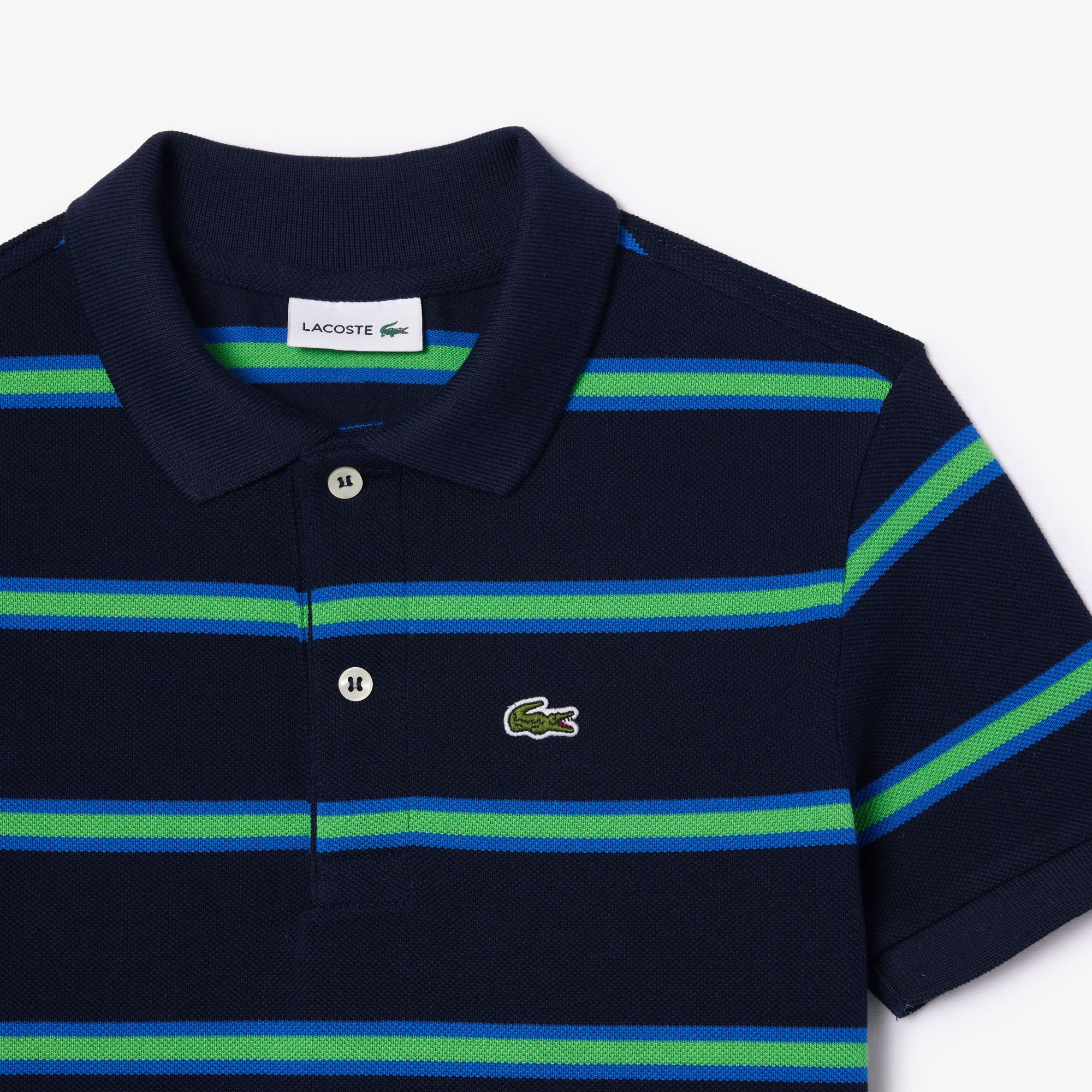 Boy's Lacoste Striped Pique Polo Shirt