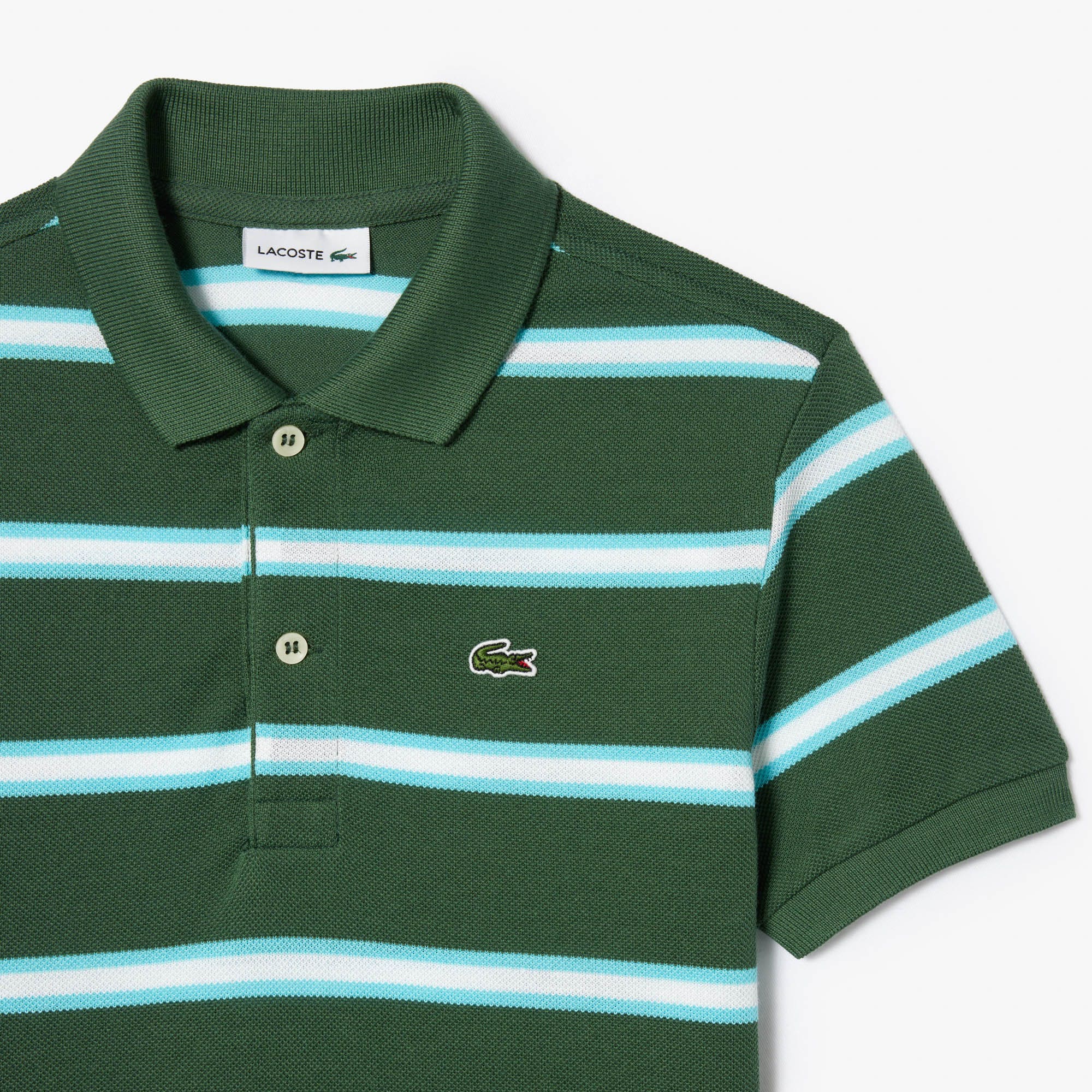Boy's Lacoste Striped Pique Polo Shirt