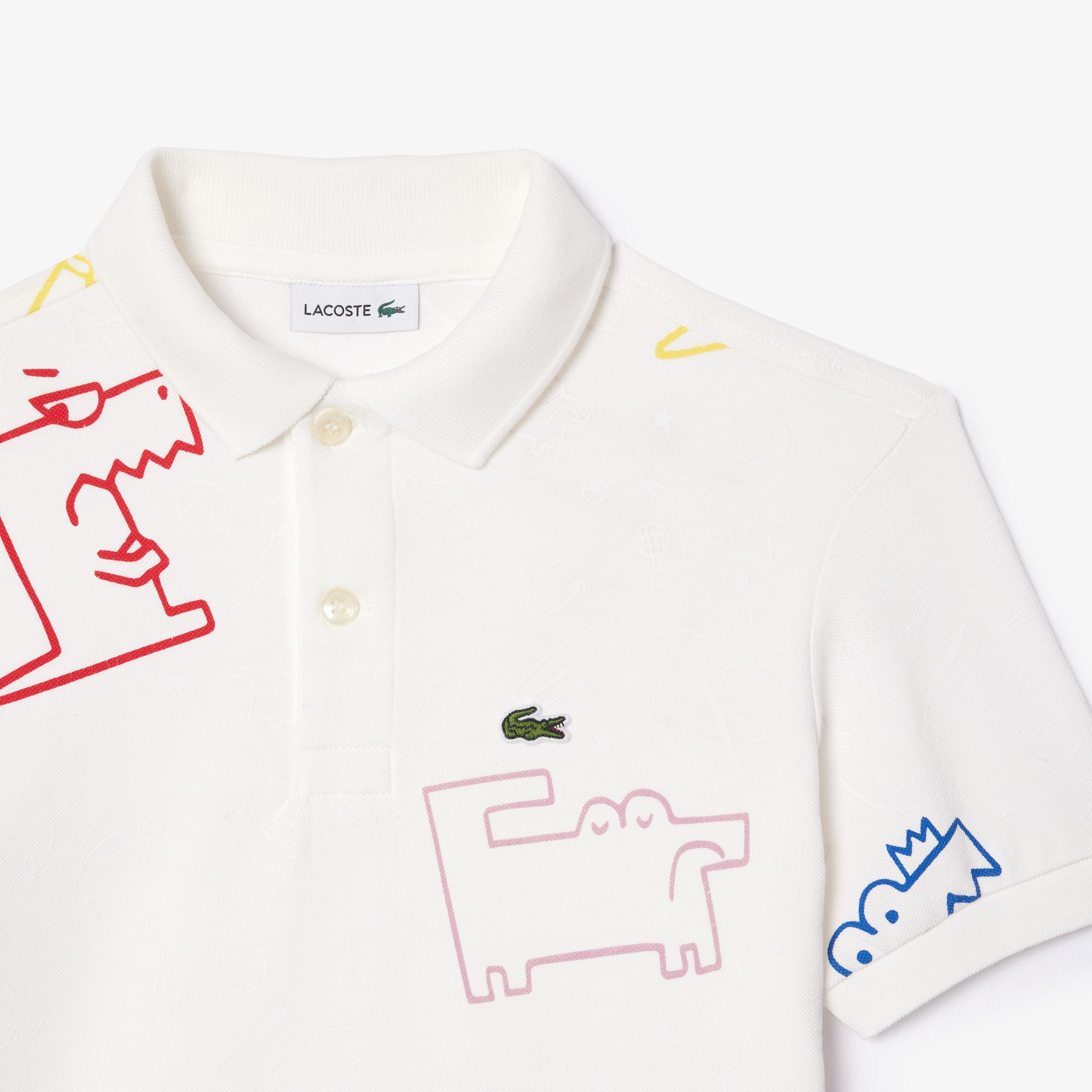 Crocodile Print Mini Pique Polo Shirt