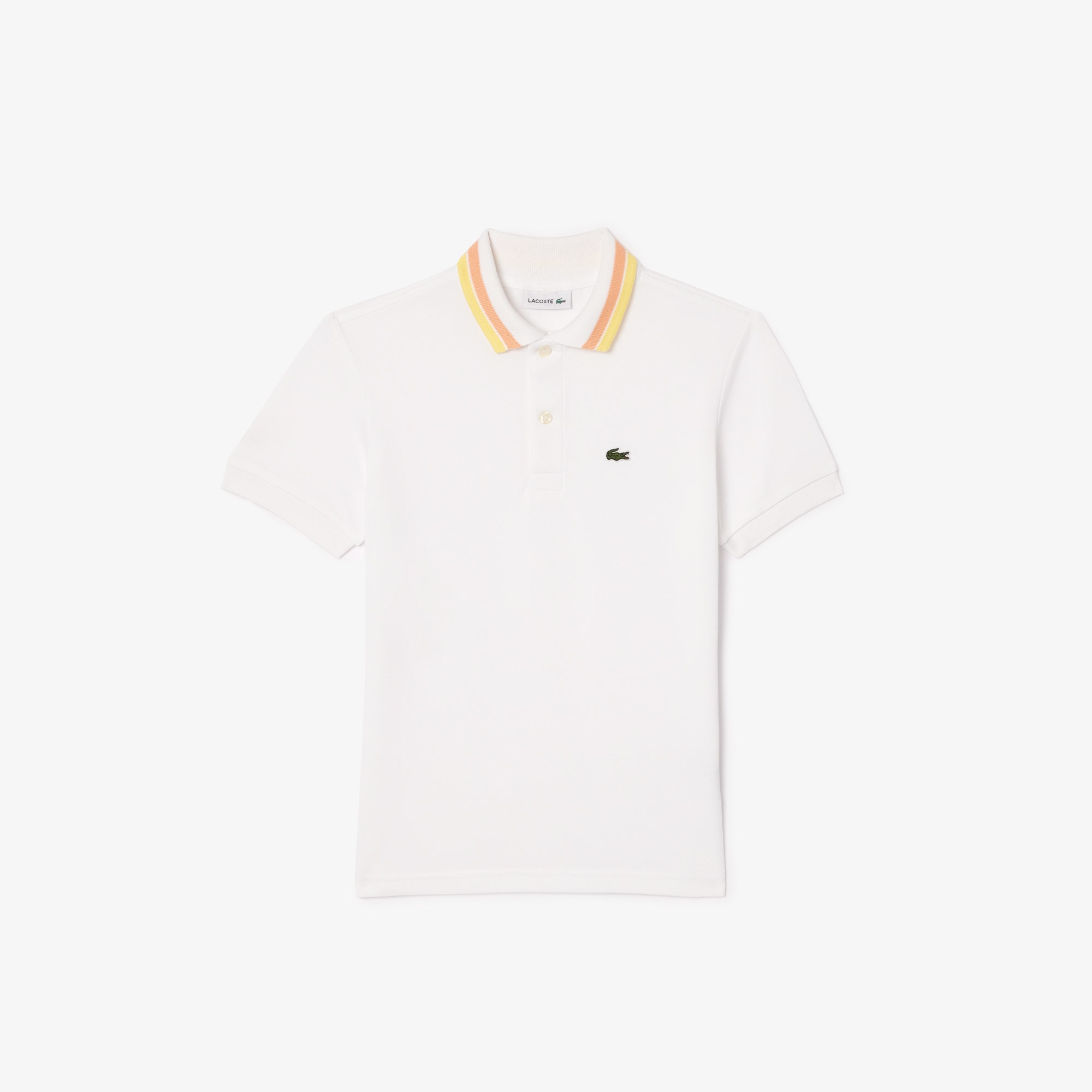 Boys' Lacoste Tricolour Collar Cotton Petit Pique Polo