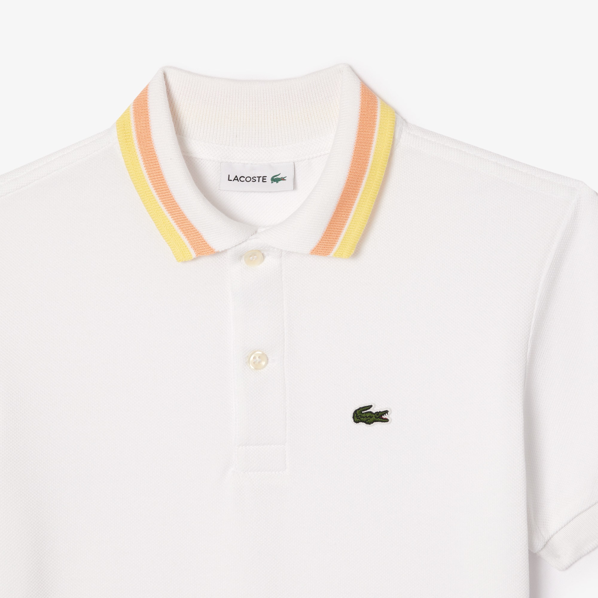 Boys' Lacoste Tricolour Collar Cotton Petit Pique Polo