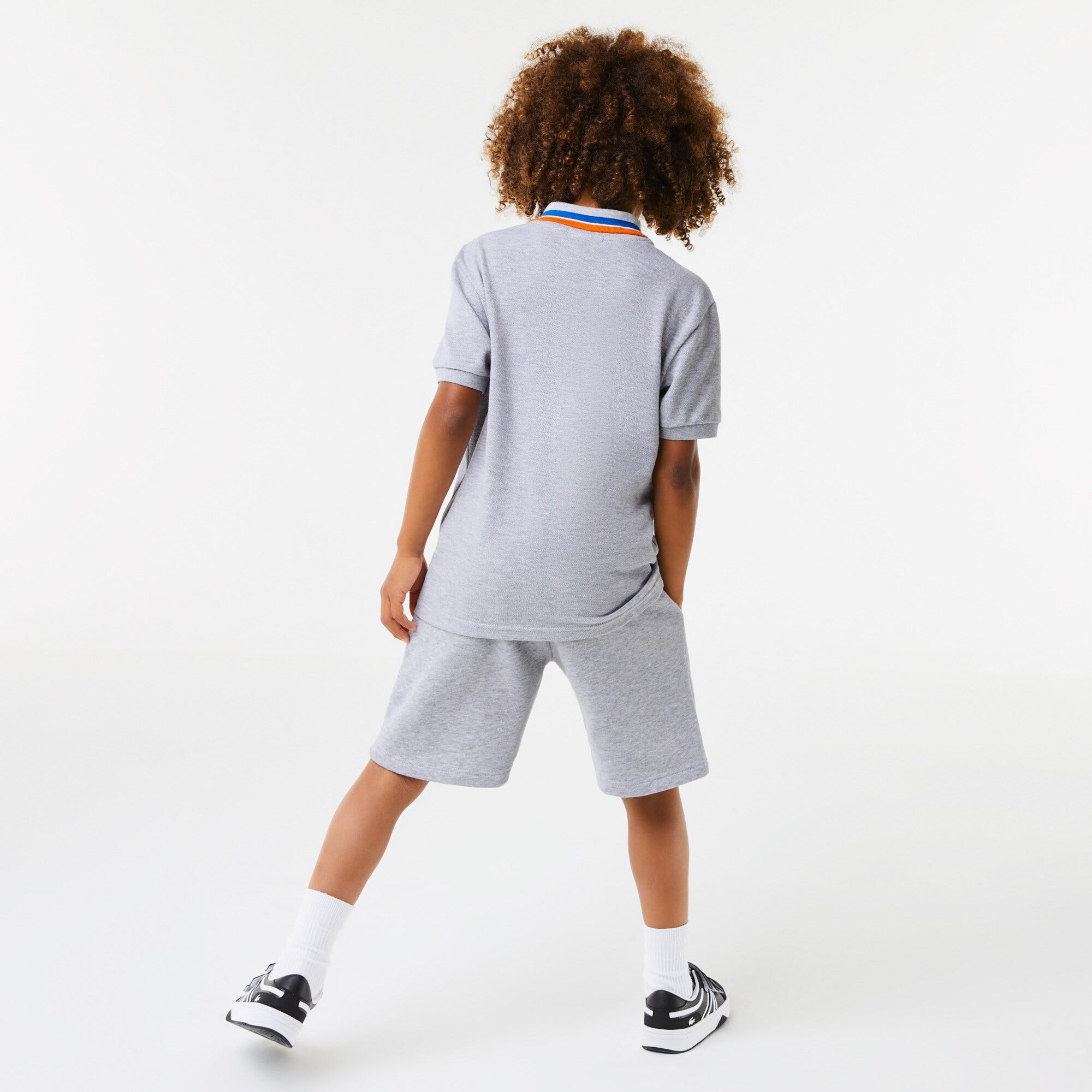 Boys' Lacoste Tricolour Collar Cotton Petit Pique Polo