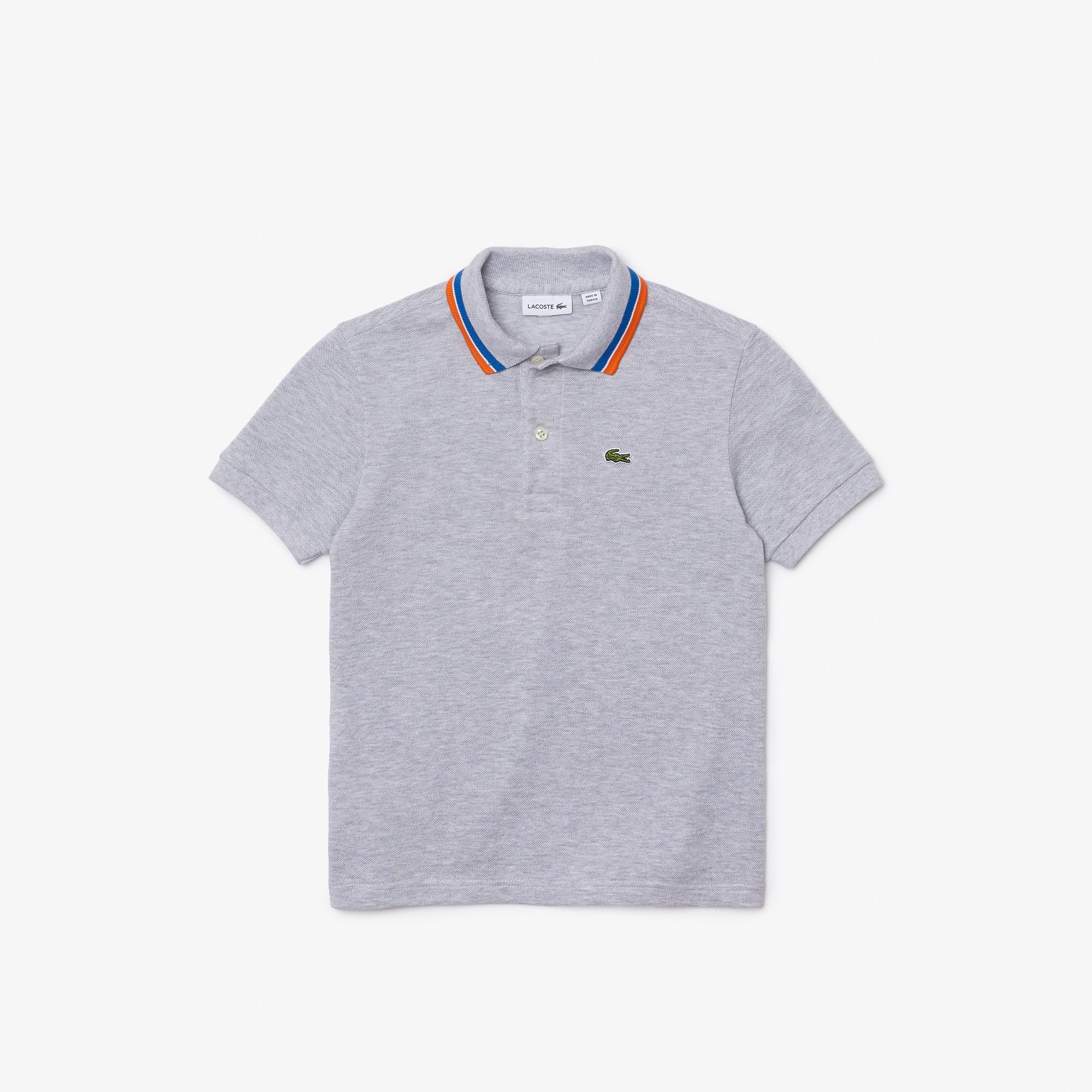 Boys' Lacoste Tricolour Collar Cotton Petit Pique Polo