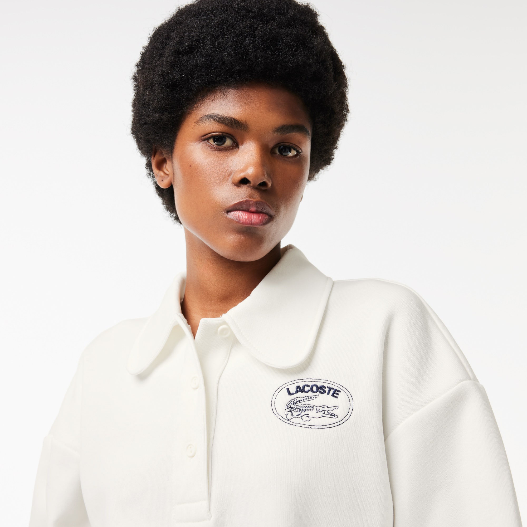 Relaxed Fit Embroidered Polo Sweatshirt