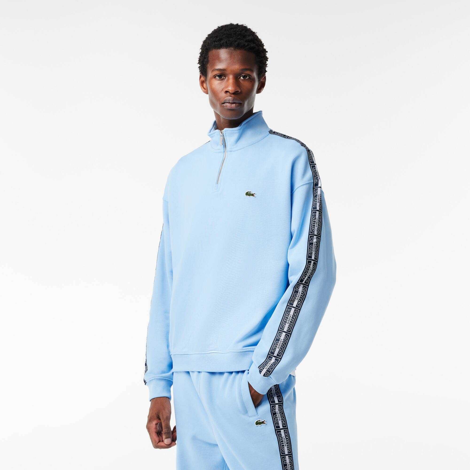 Loose Fit Two Tone Logo Stripe Jogger Sweatshirt