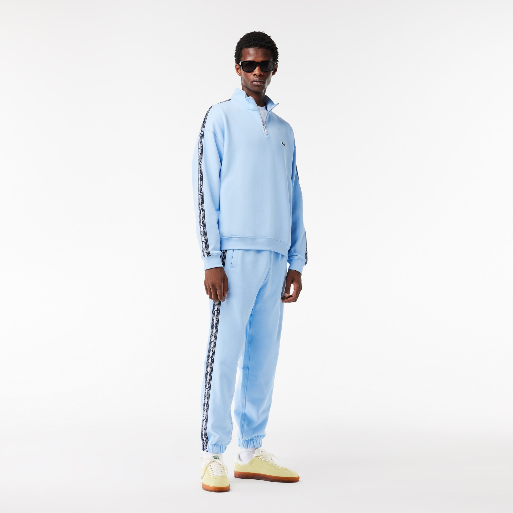 Loose Fit Two Tone Logo Stripe Jogger Sweatshirt