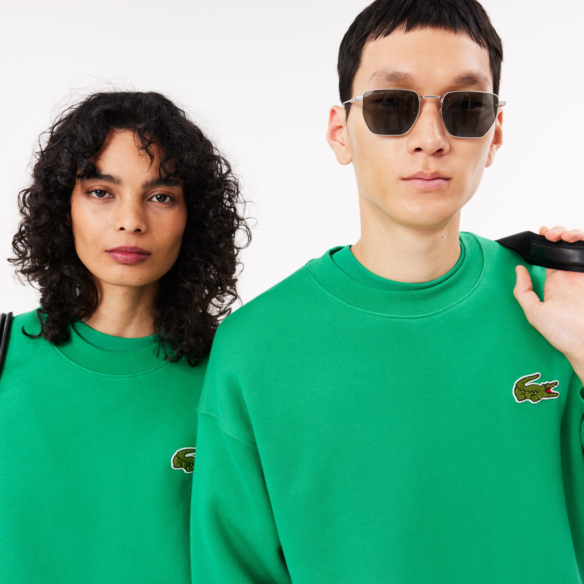 Loose Fit Badge Accent Fleece Sweatshirt