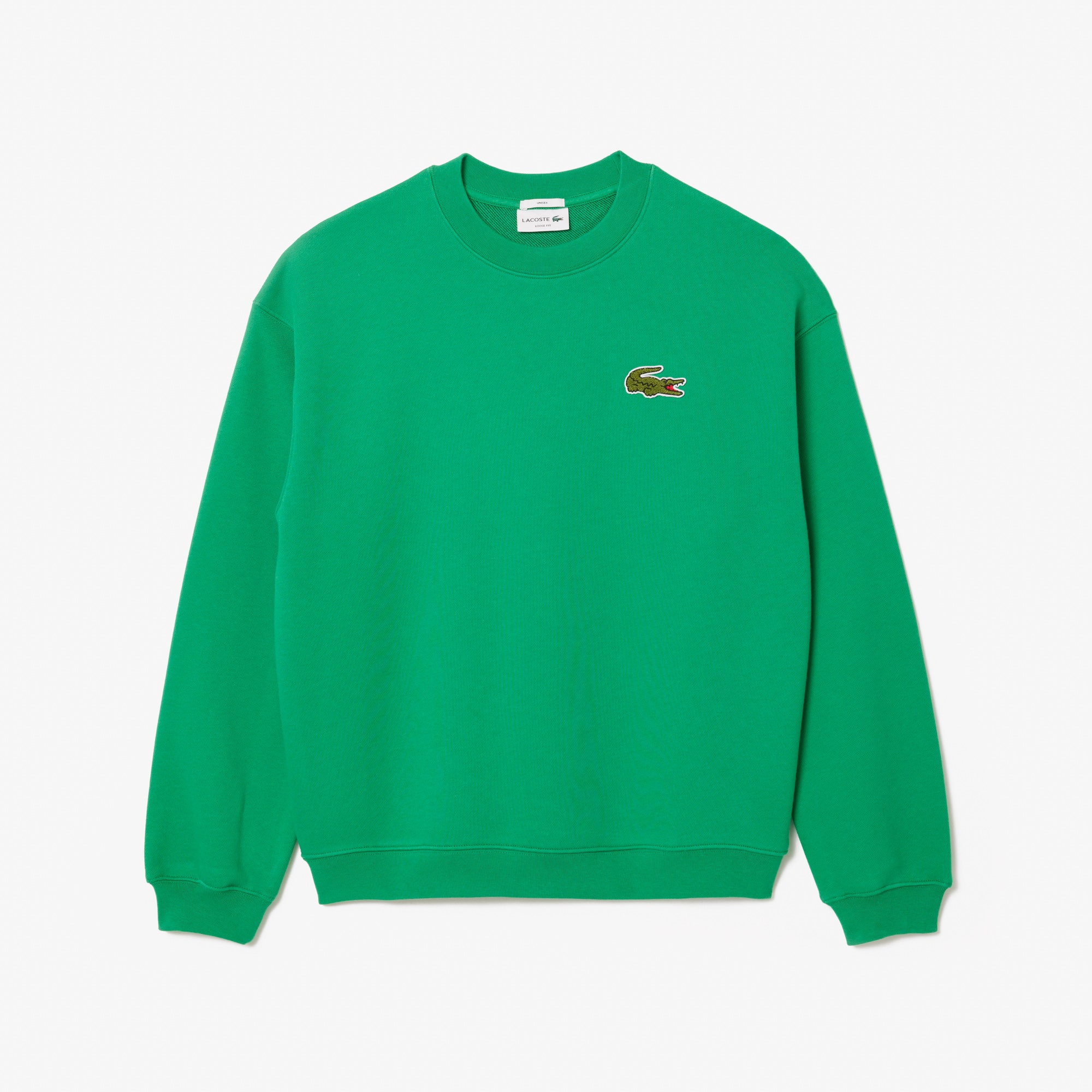 Loose Fit Badge Accent Fleece Sweatshirt