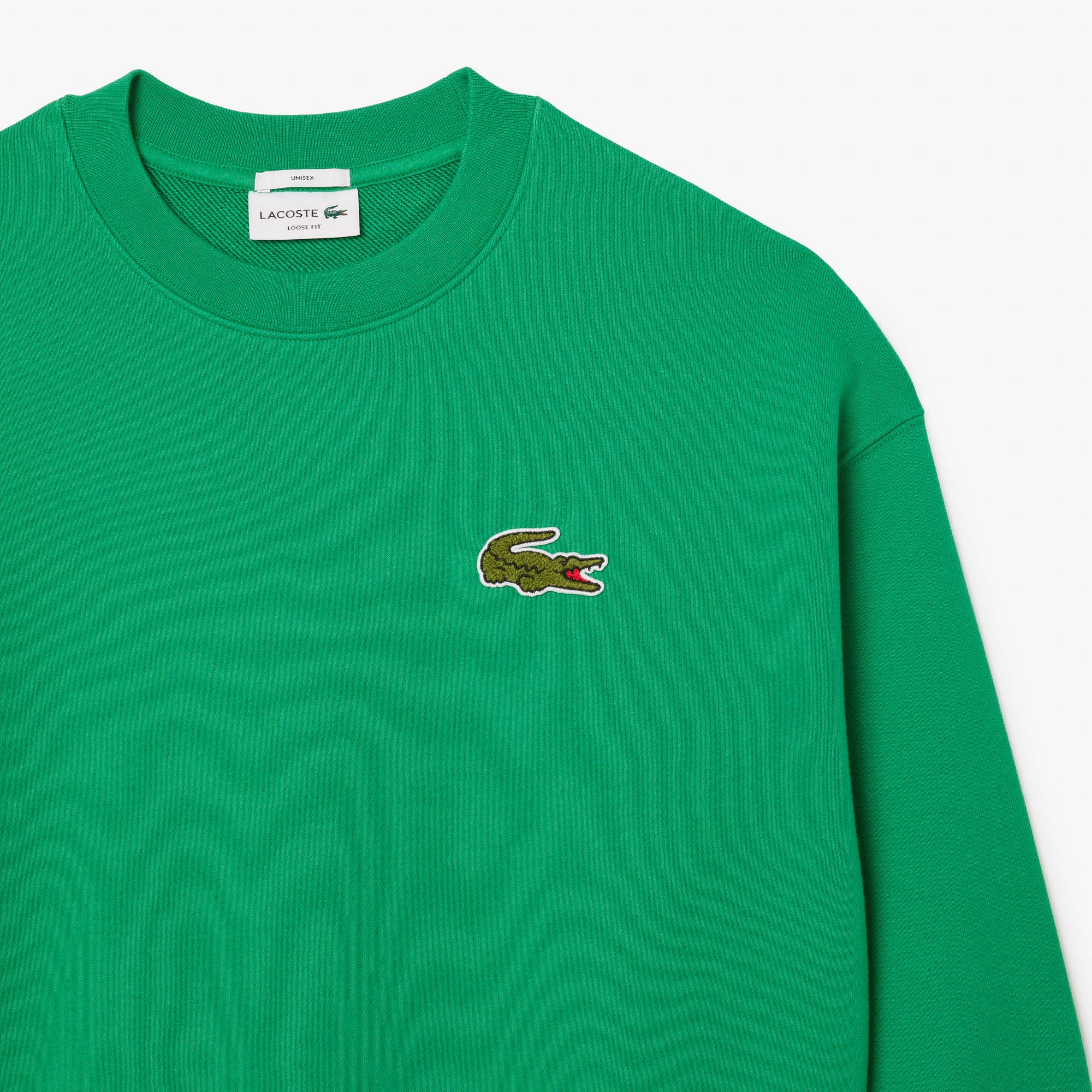 Loose Fit Badge Accent Fleece Sweatshirt