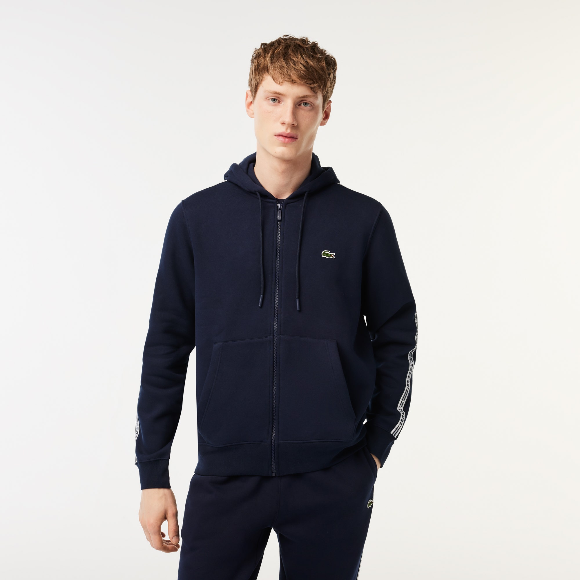 Men's Classic Fit Zipped Jogger Hoodie with Brand Stripes