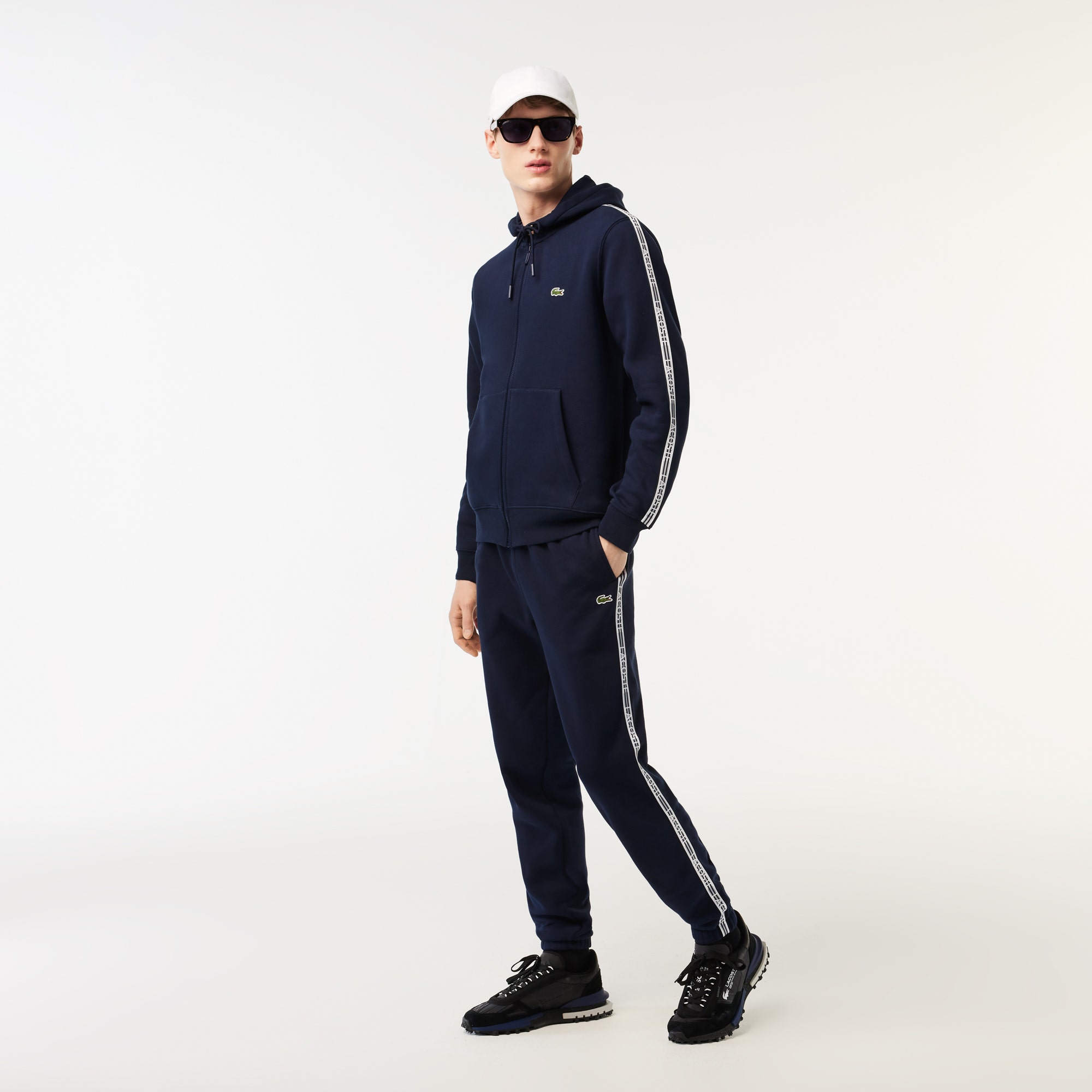 Men's Classic Fit Zipped Jogger Hoodie with Brand Stripes