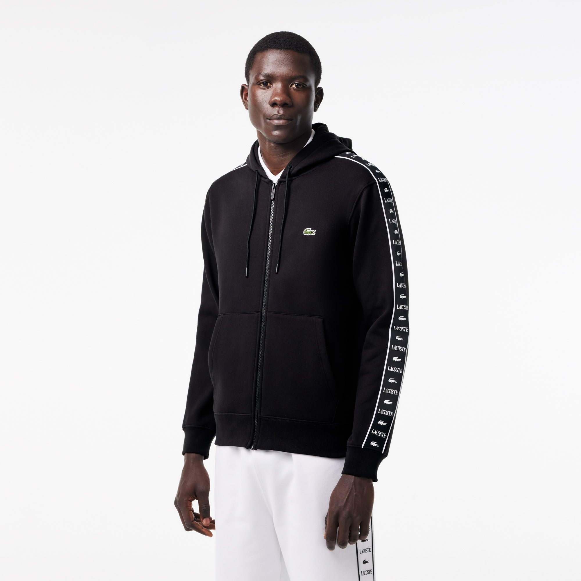 Logo Stripe Zip-Up Hoodie