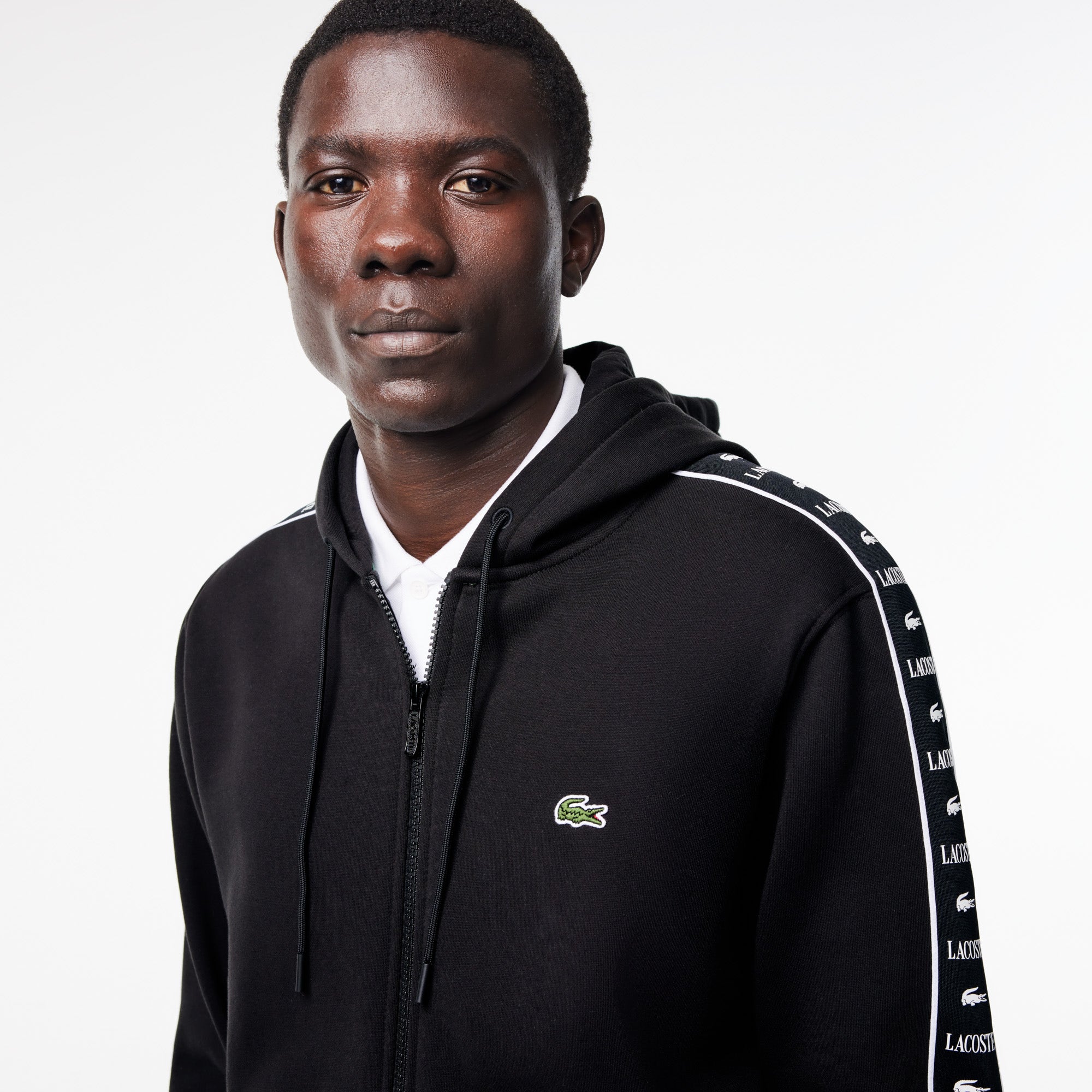 Logo Stripe Zip-Up Hoodie