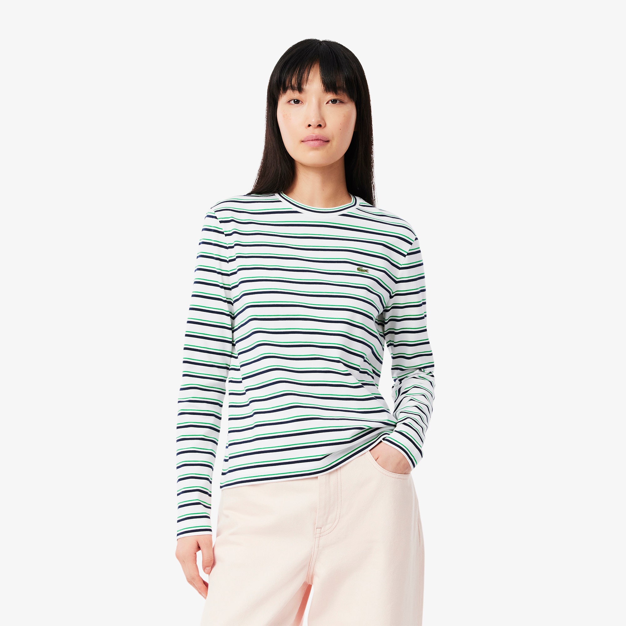 Long Sleeved Striped Cotton T-shirt