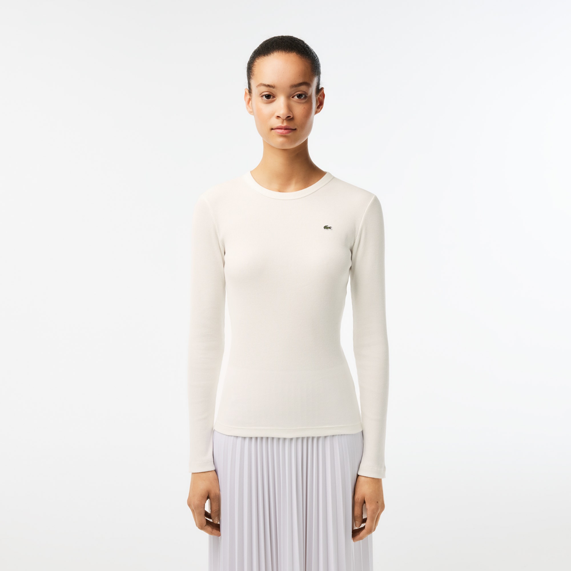Long Sleeved Ribbed Cotton T-shirt