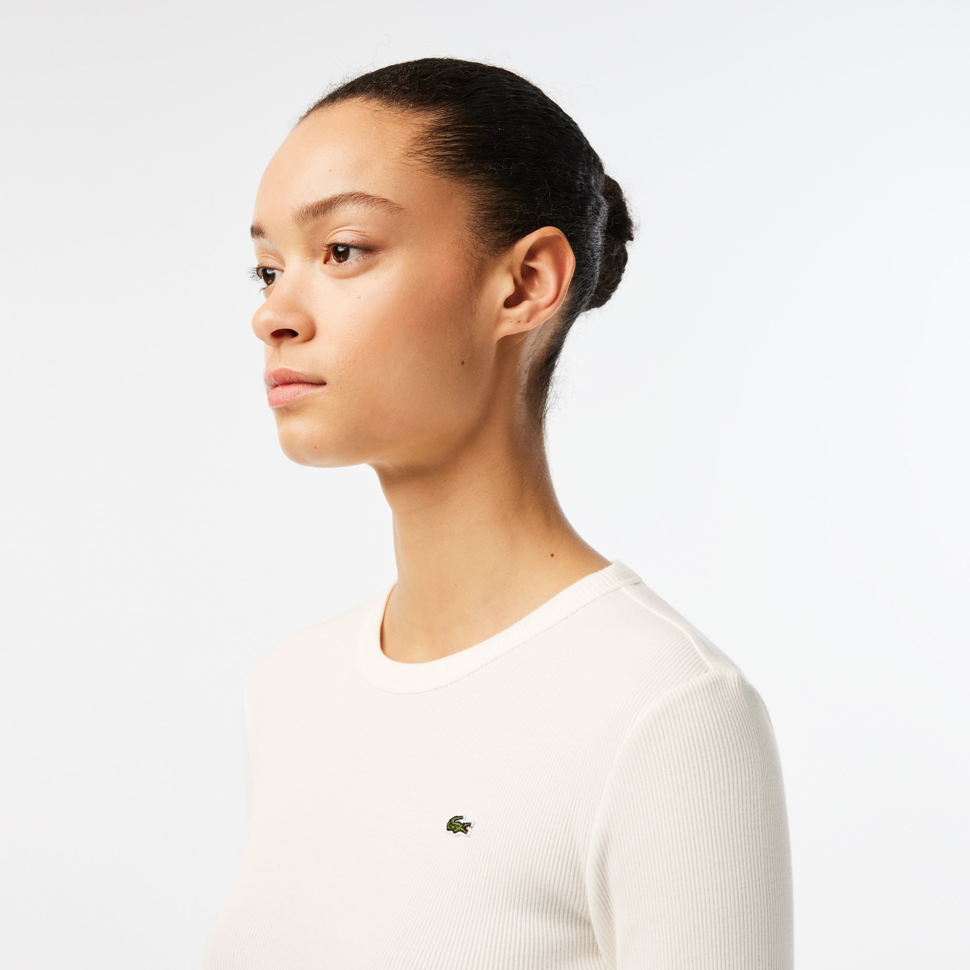Long Sleeved Ribbed Cotton T-shirt