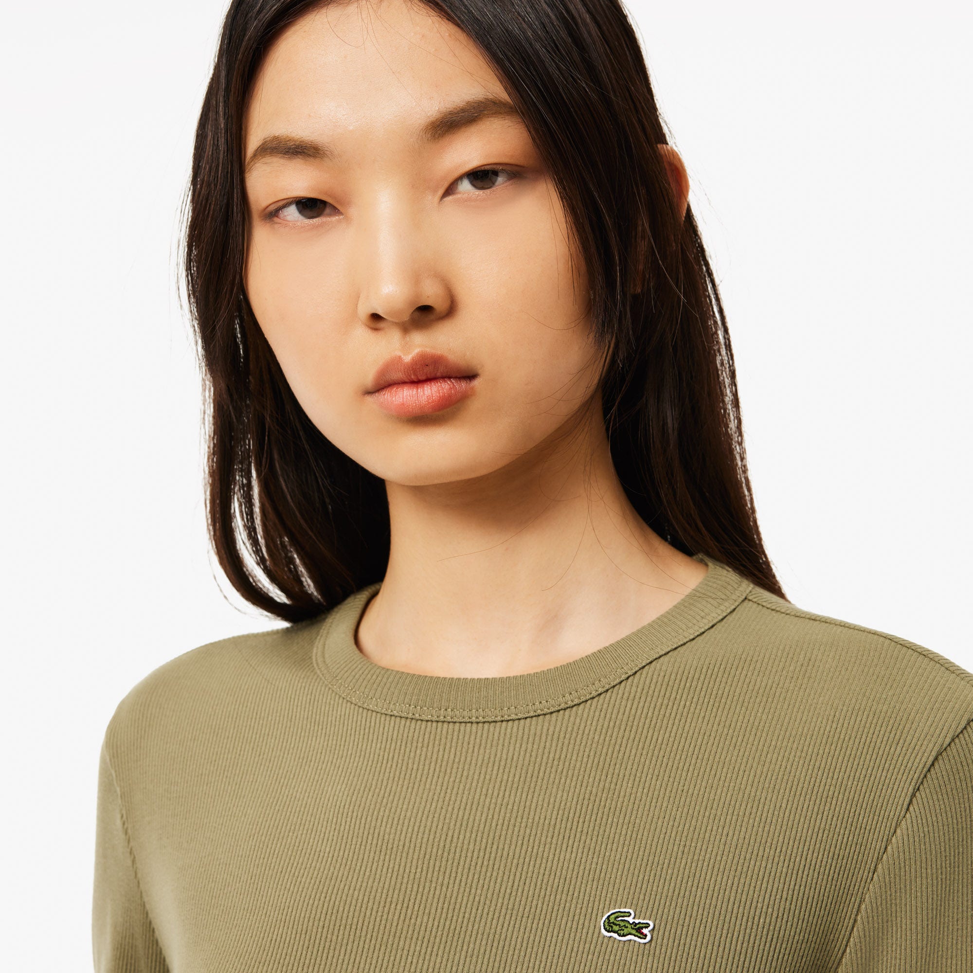 Long Sleeved Ribbed Cotton T-shirt