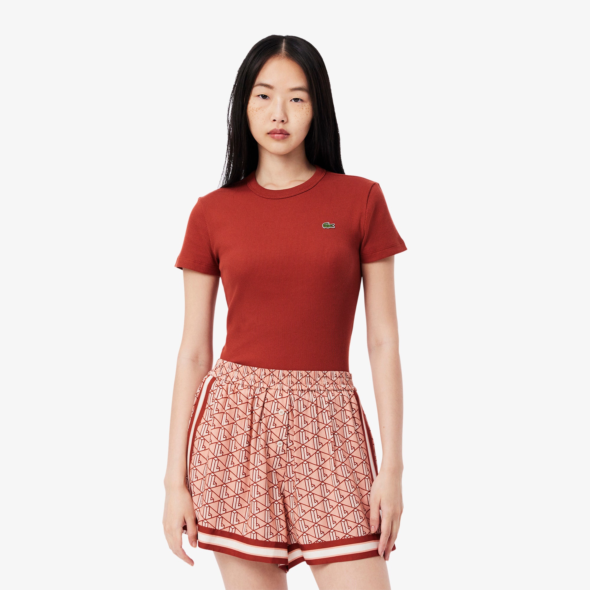 Slim Fit Ribbed Cotton T-shirt