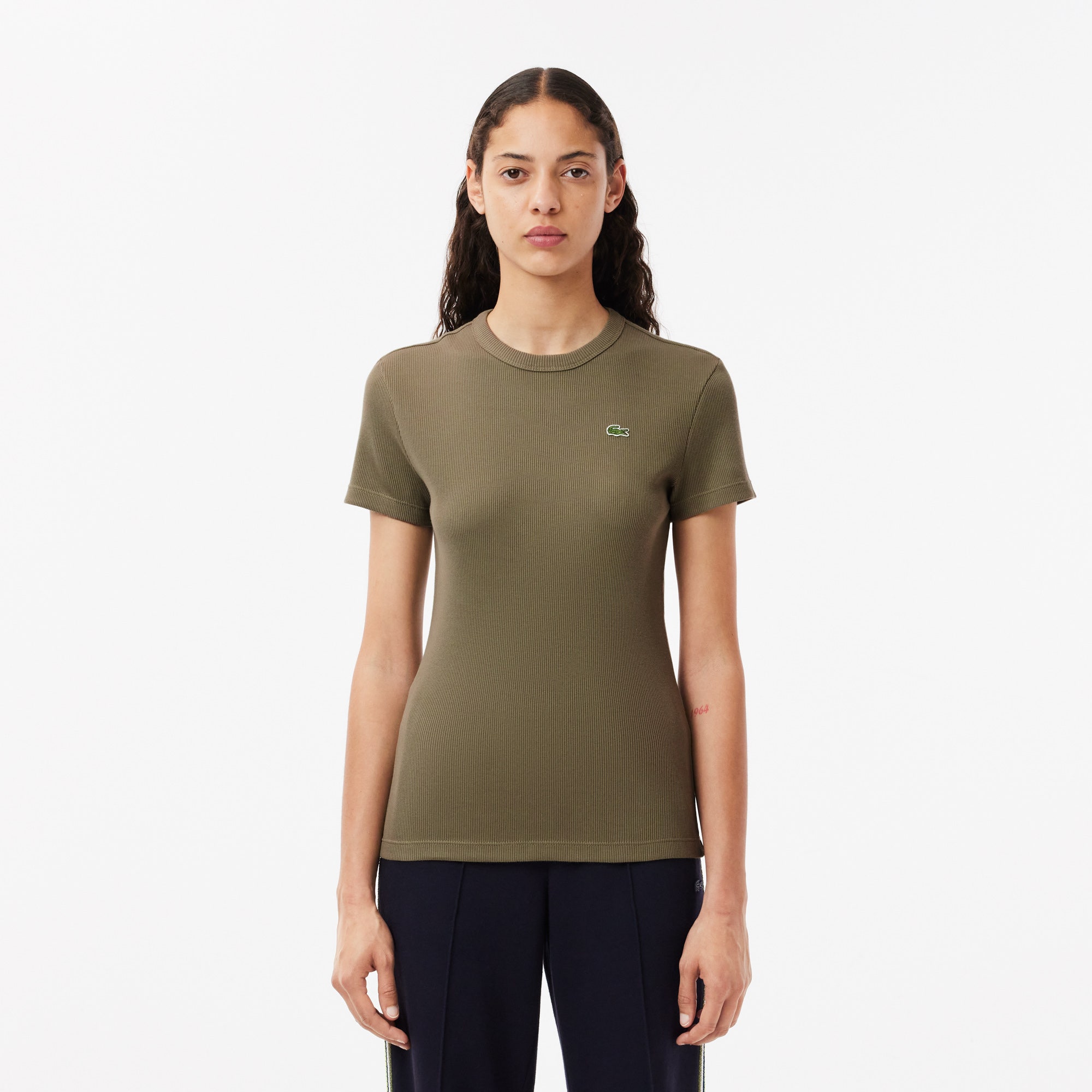 Women's Slim Fit Ribbed Cotton T-shirt