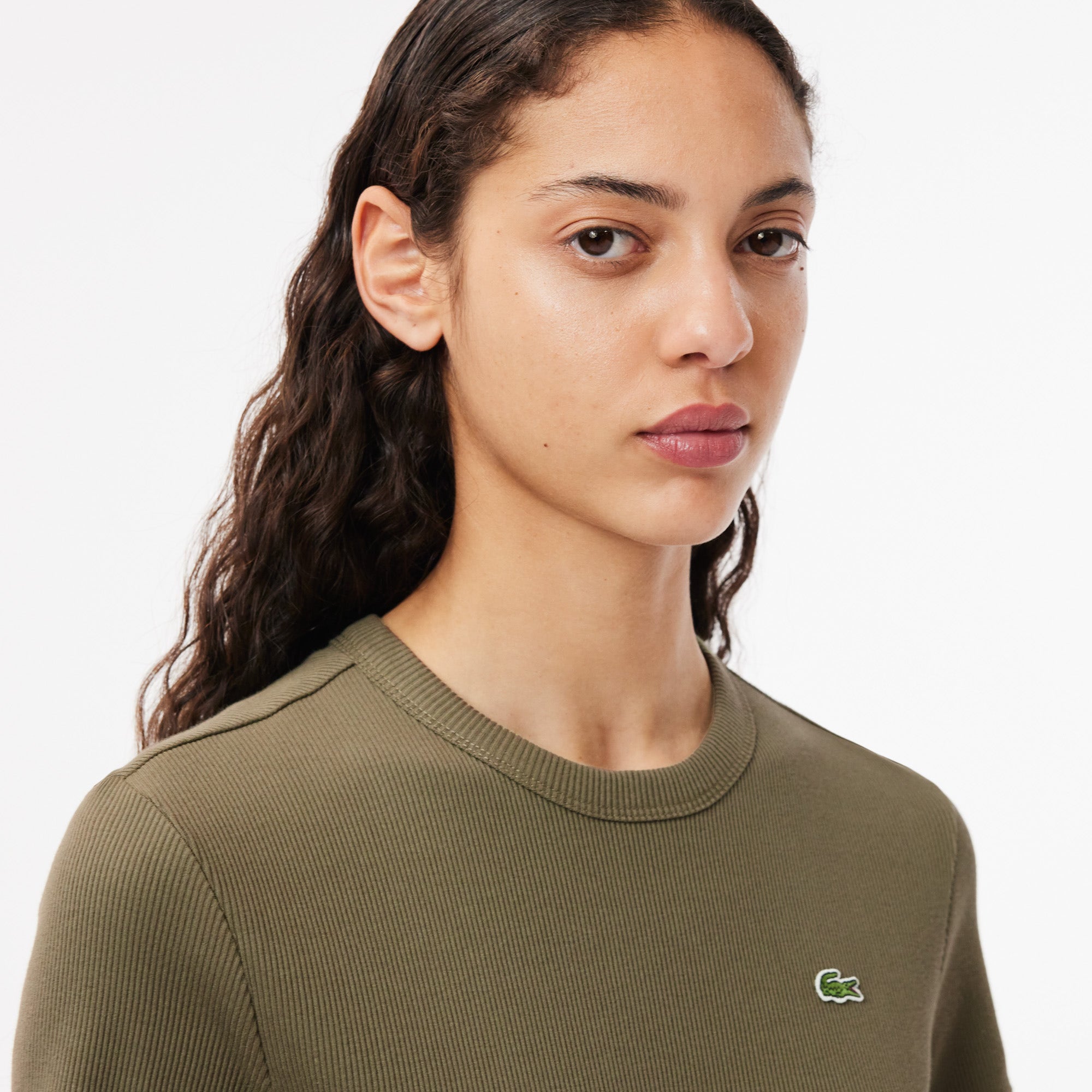 Women's Slim Fit Ribbed Cotton T-shirt