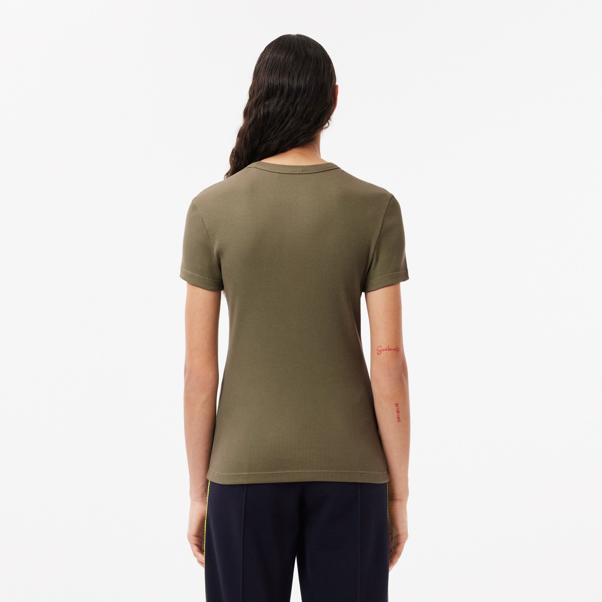 Women's Slim Fit Ribbed Cotton T-shirt