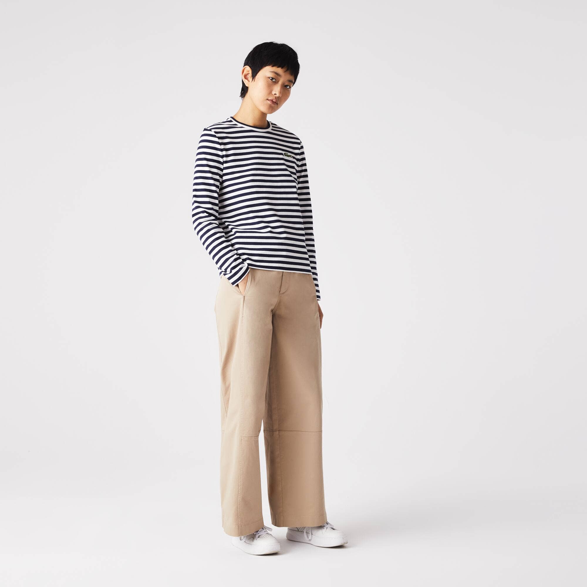 Long Sleeved Striped Cotton T-shirt