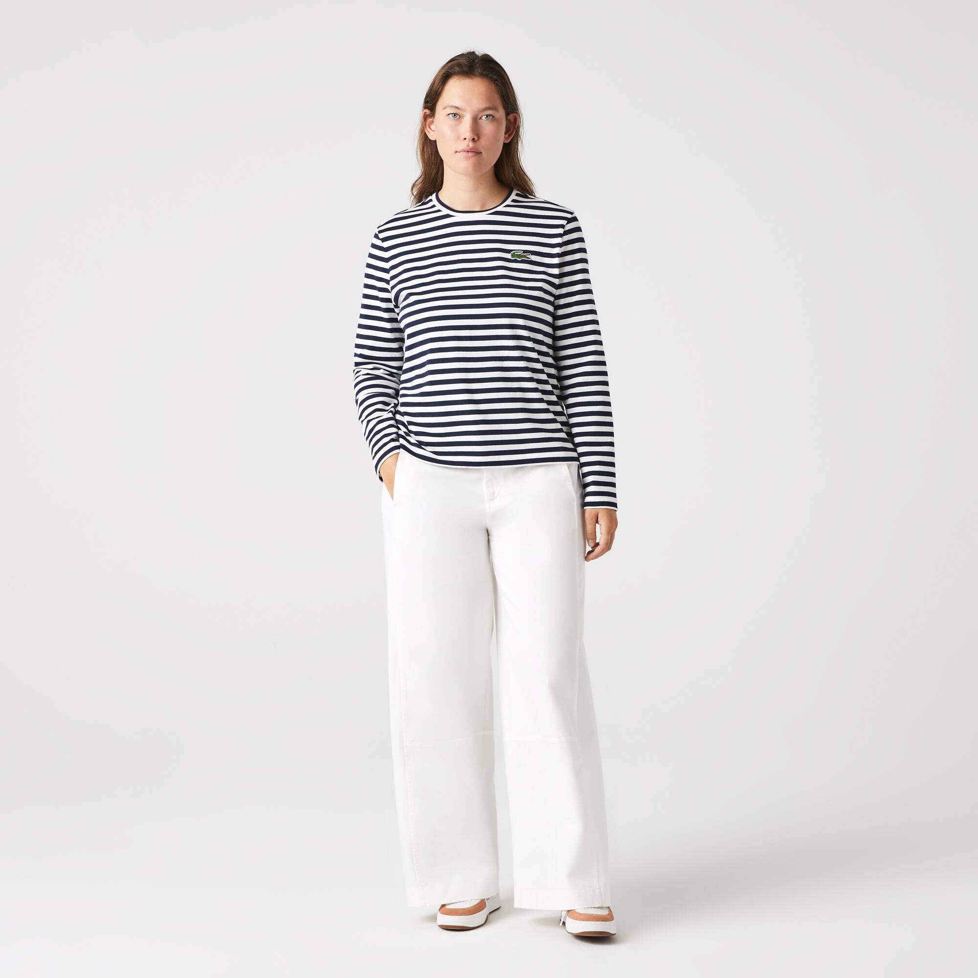 Long Sleeved Striped Cotton T-shirt