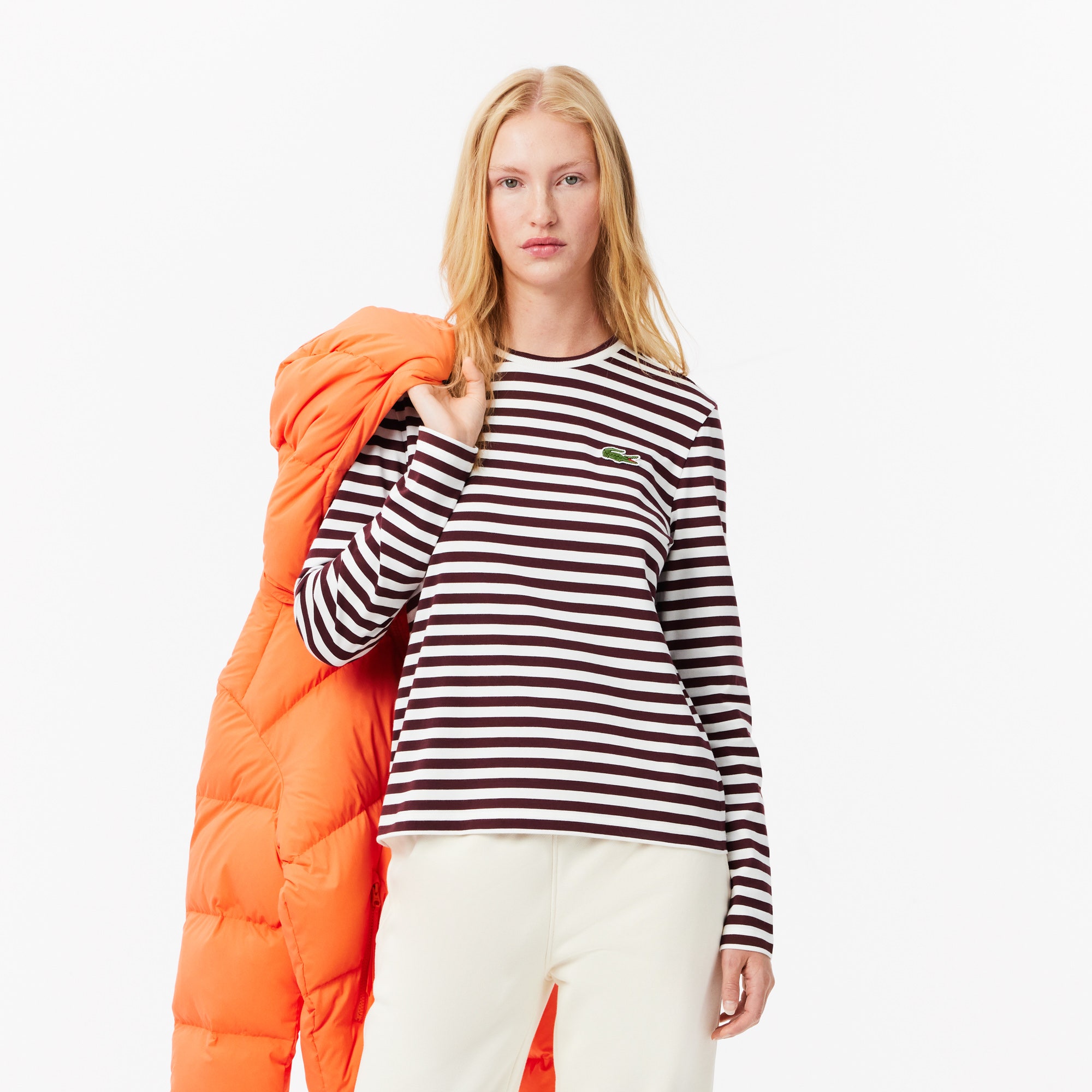 Long Sleeved Striped Cotton T-shirt
