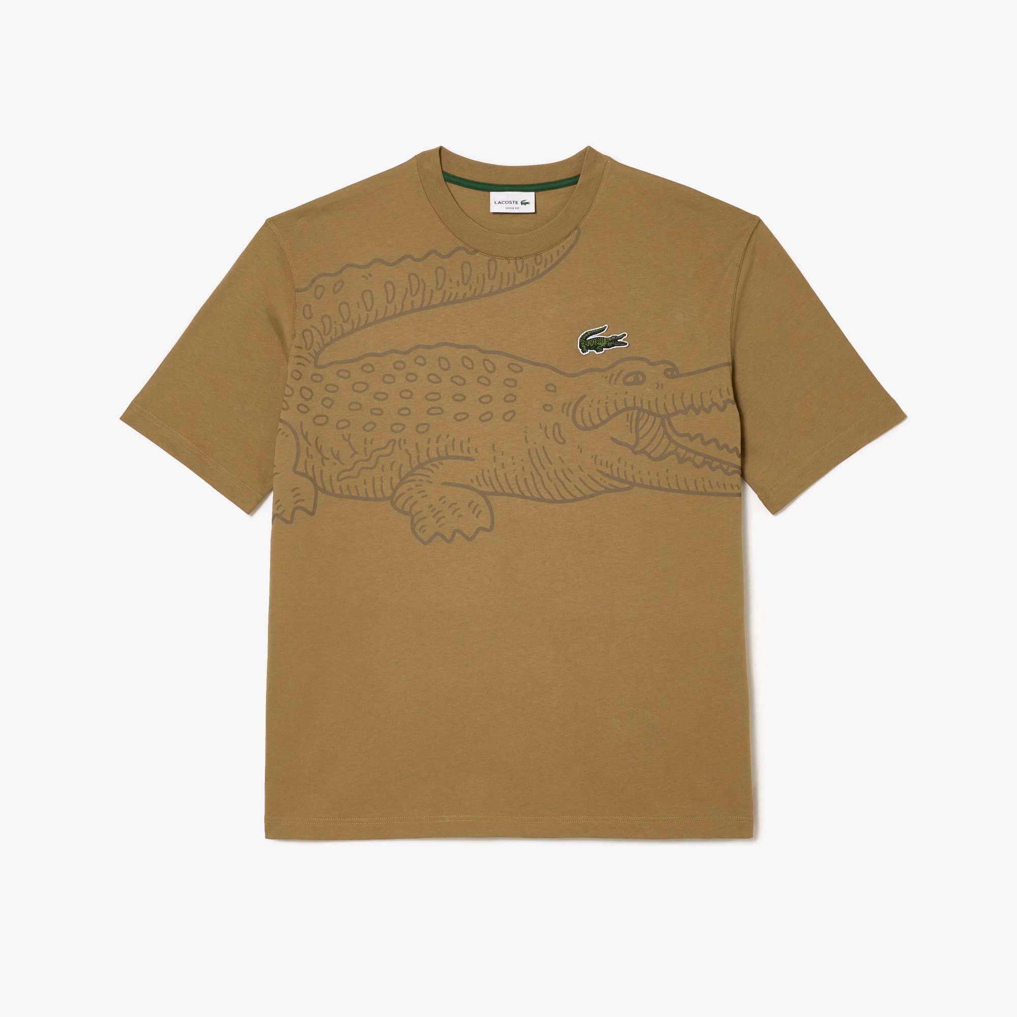 Men's Lacoste Round Neck Loose Fit Crocodile Print T-shirt