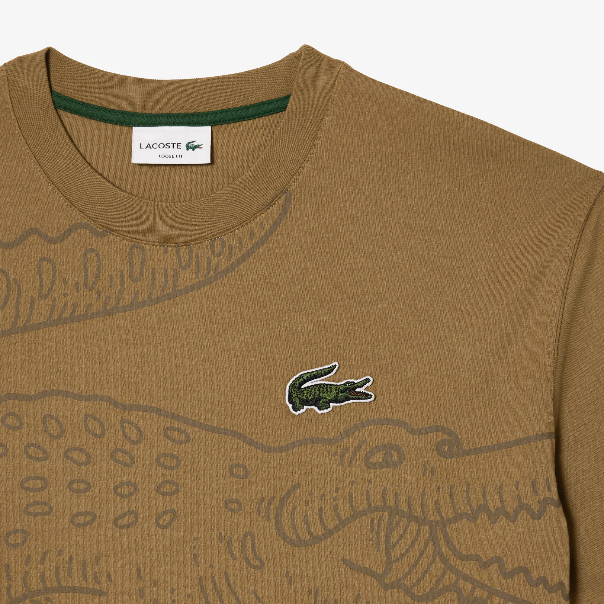 Men's Lacoste Round Neck Loose Fit Crocodile Print T-shirt