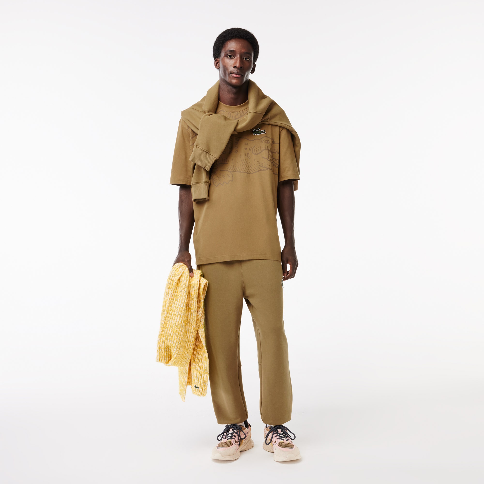 Men's Lacoste Round Neck Loose Fit Crocodile Print T-shirt