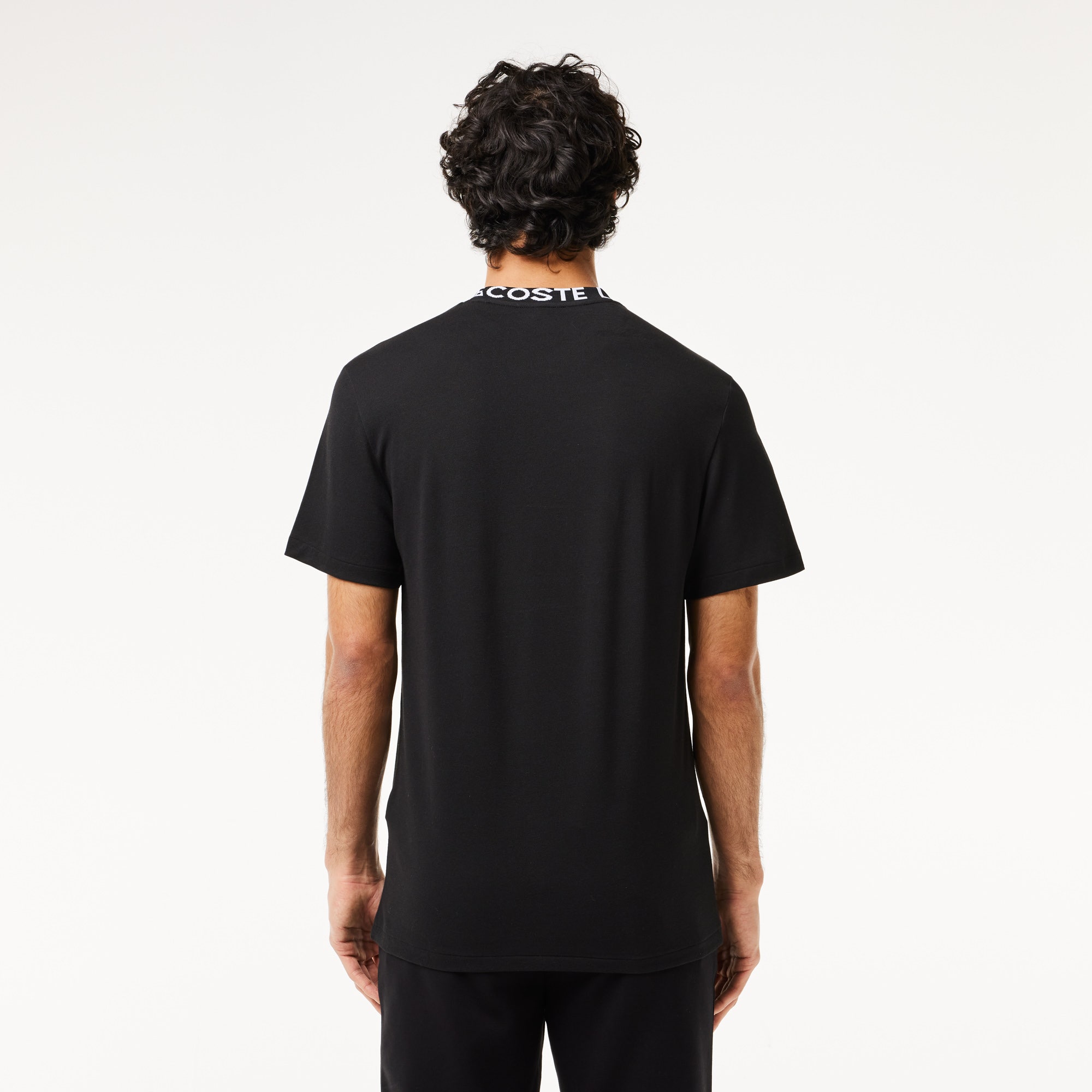 Lightweight Pique Jacquard Neck T-shirt