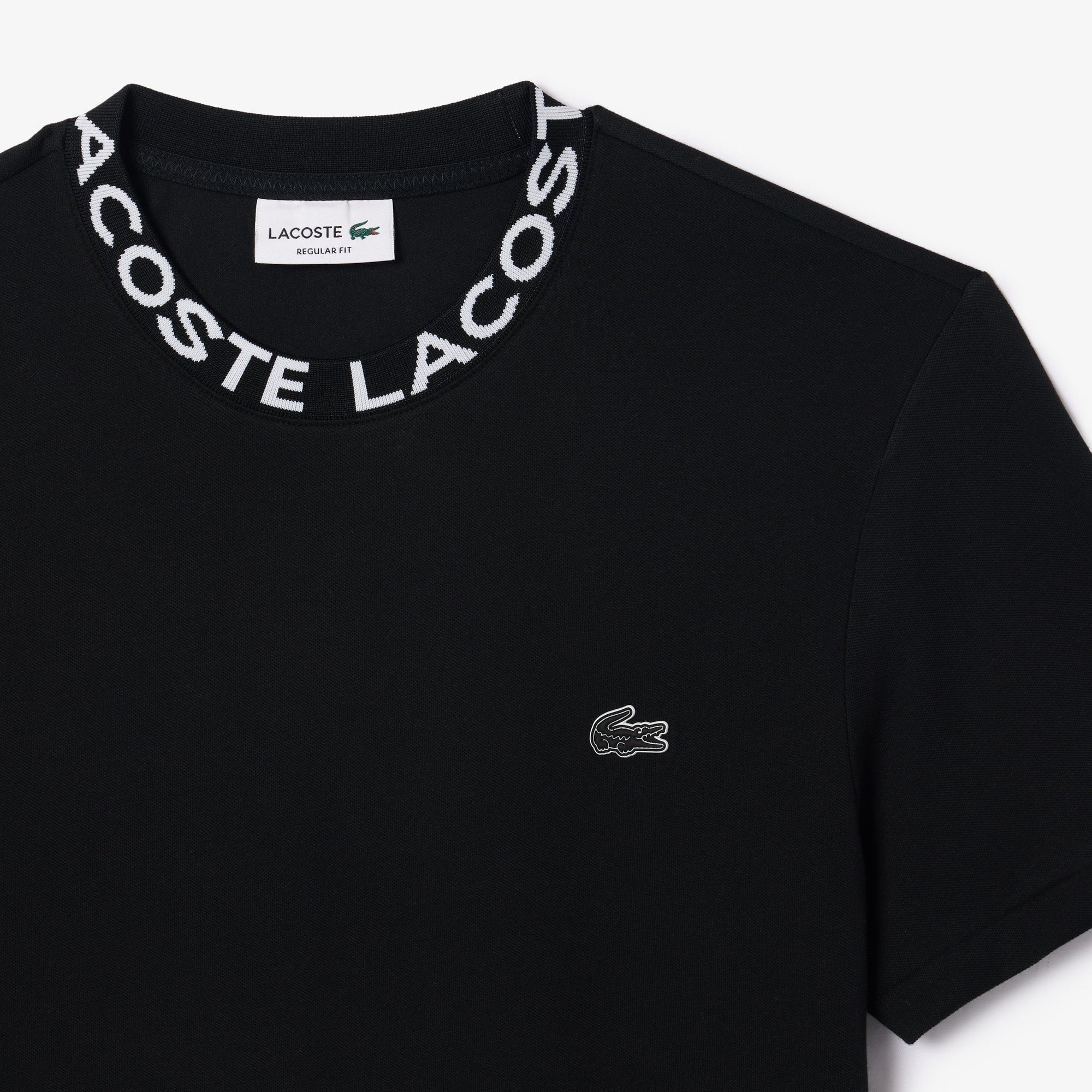 Lightweight Pique Jacquard Neck T-shirt