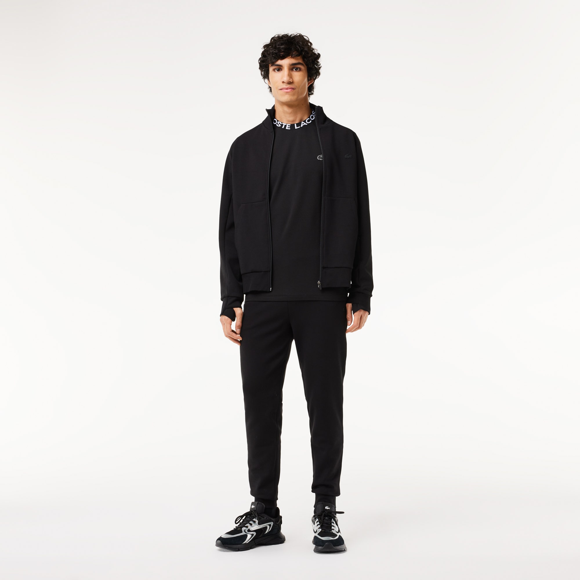 Lightweight Pique Jacquard Neck T-shirt
