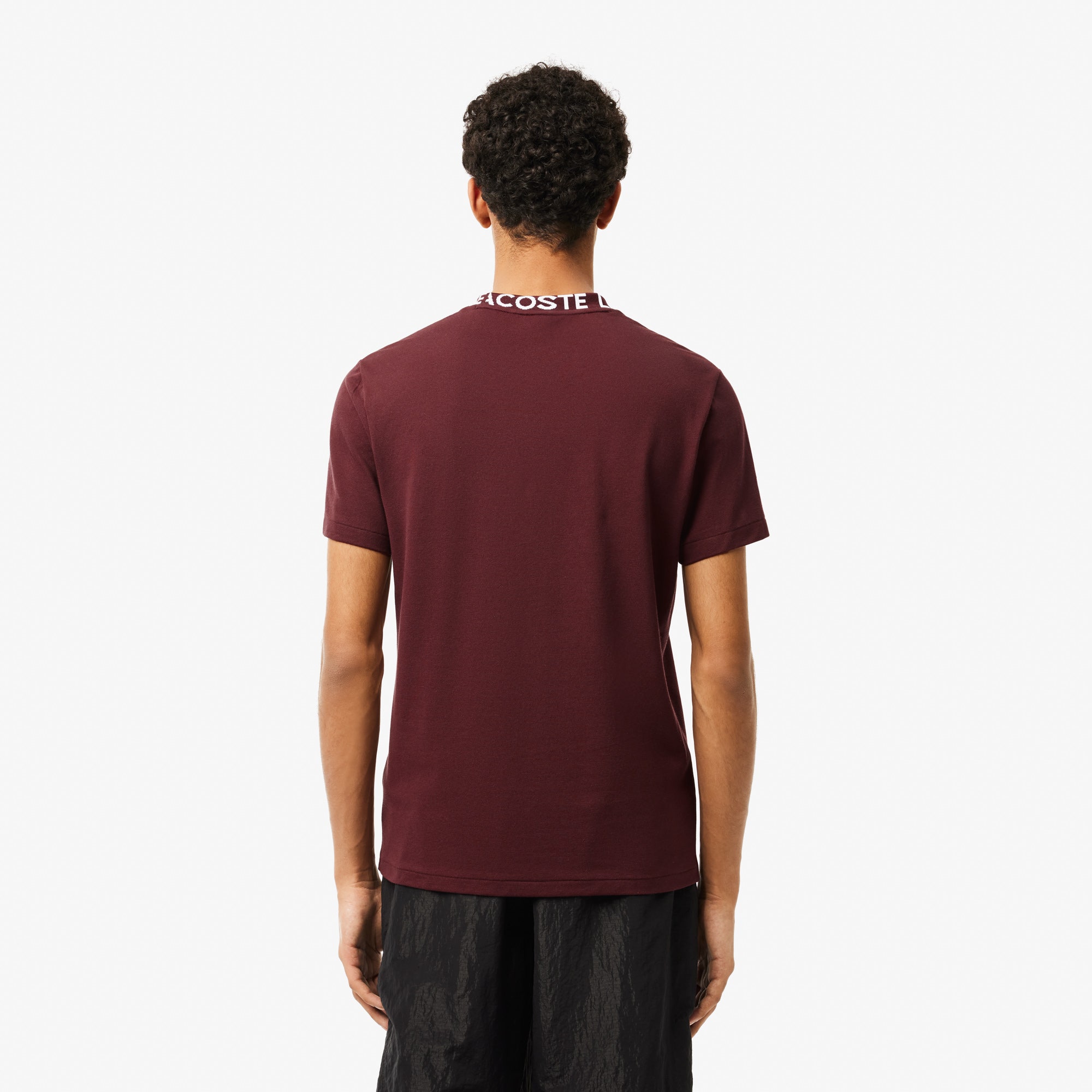 Lightweight Pique Jacquard Neck T-shirt