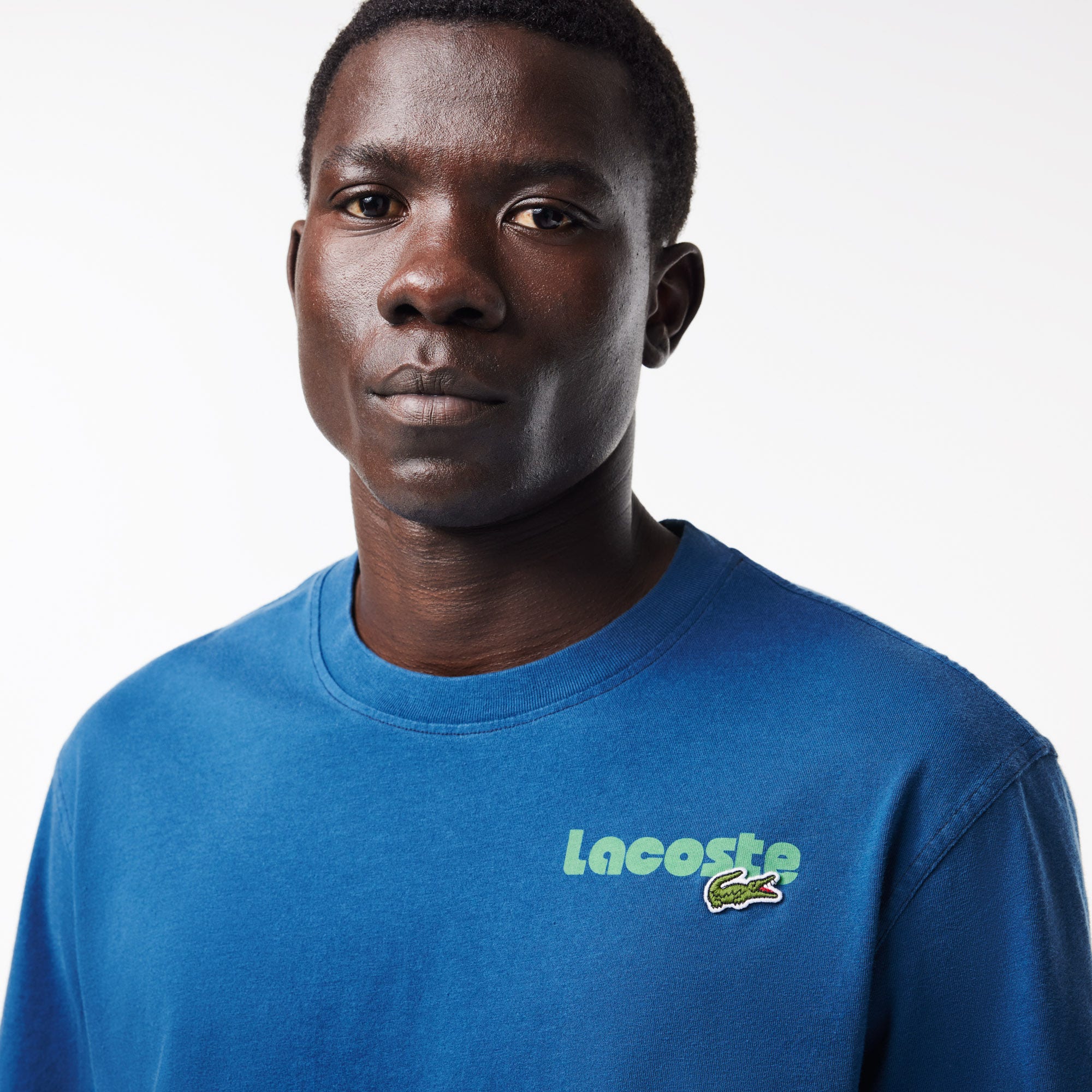 Washed Effect Ombre Lacoste Print T-shirt