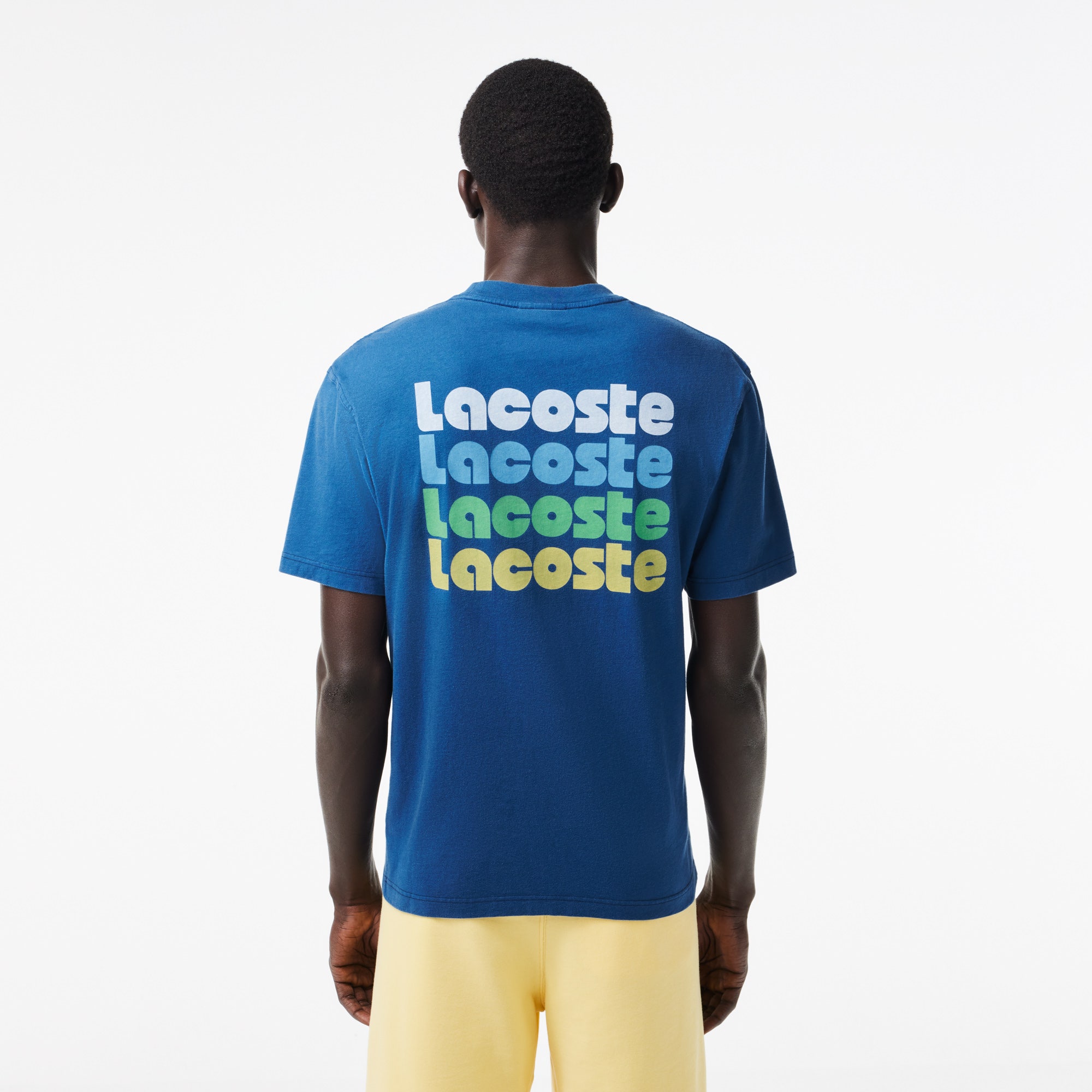 Washed Effect Ombre Lacoste Print T-shirt