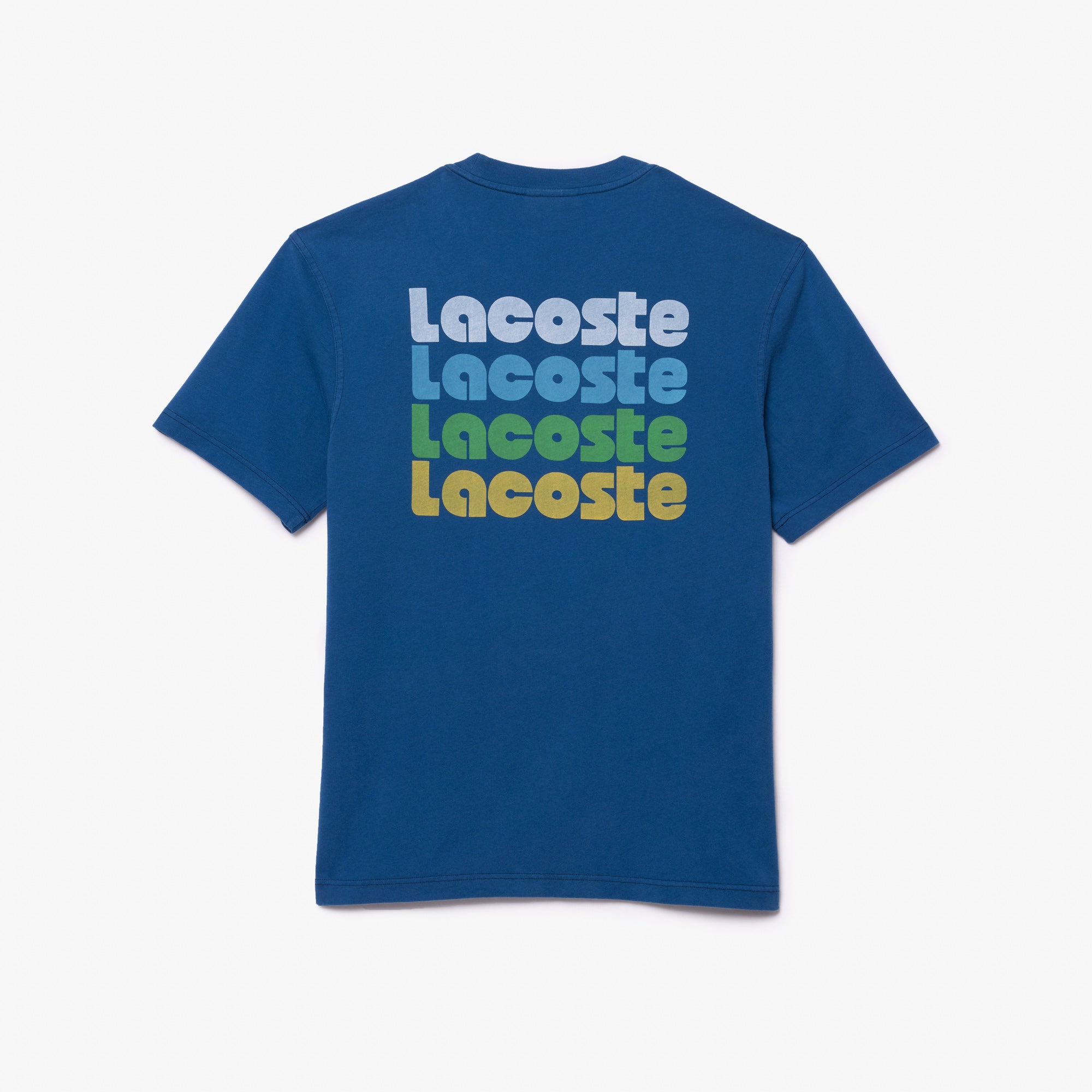 Washed Effect Ombre Lacoste Print T-shirt