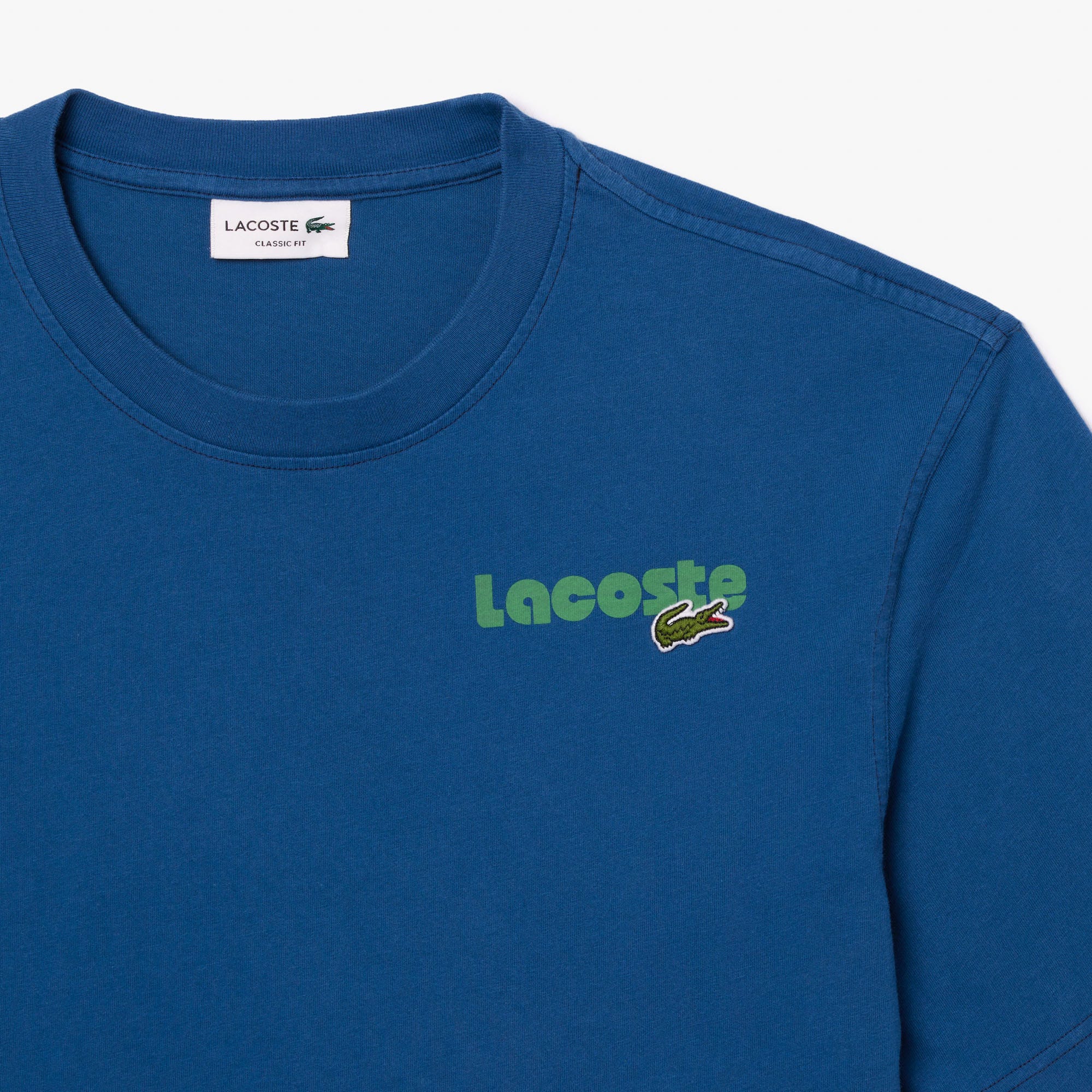 Washed Effect Ombre Lacoste Print T-shirt